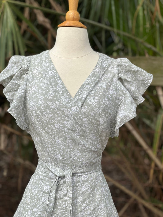 ✧ Flutter Sleeve Wrap Dress ✧ Natural Fibers