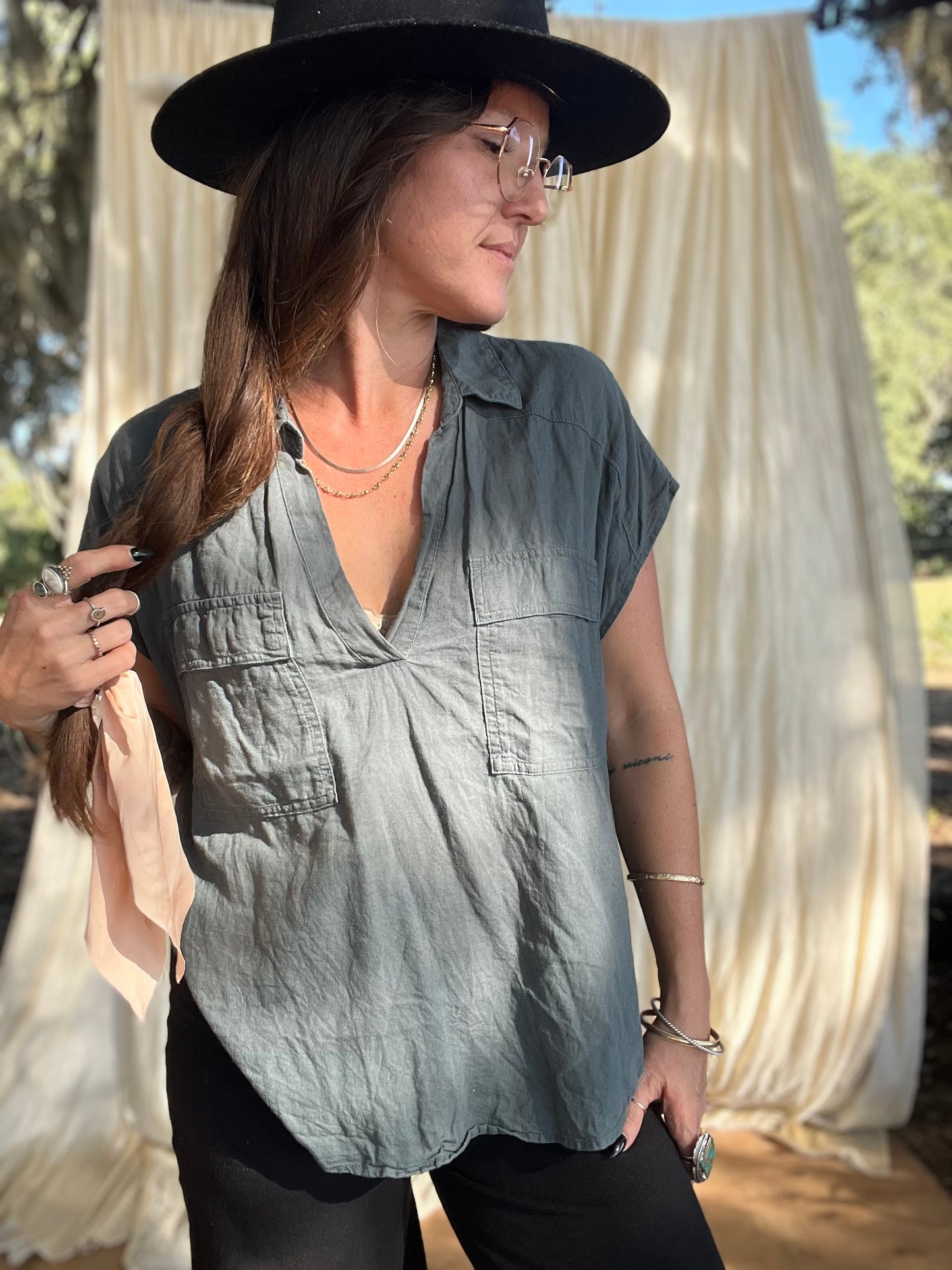 ✧ Jewel Tone Boxy Top ✧ Natural Fibers