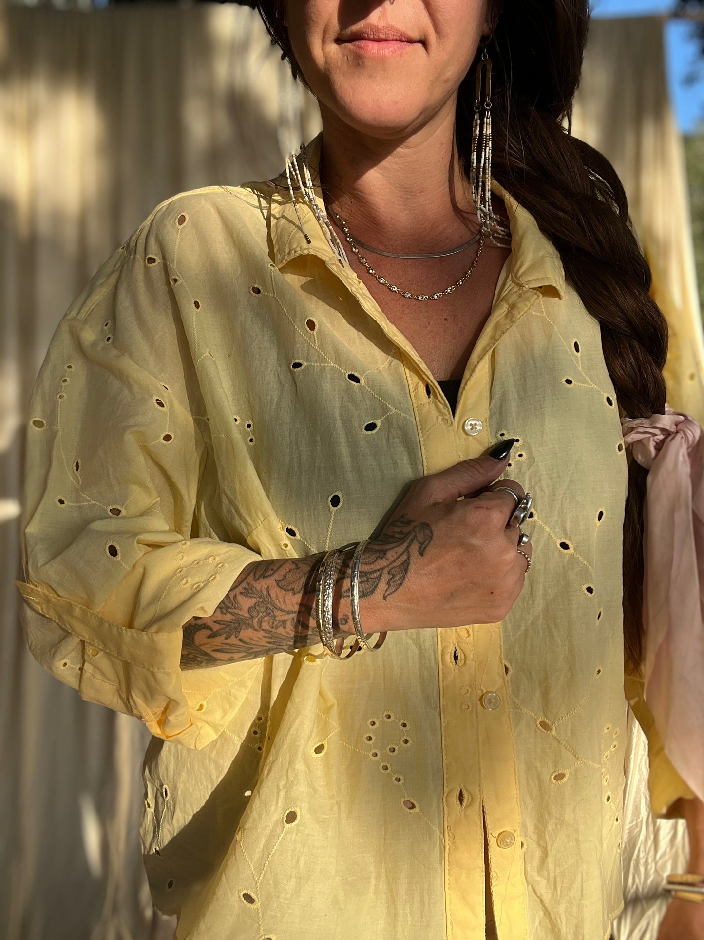 ✧ Eyelet Button Down ✧ Natural Fibers