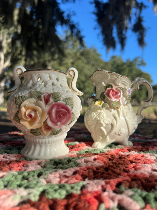✧ Capodimonte Style Floral Porcelain Set ✧ 1996
