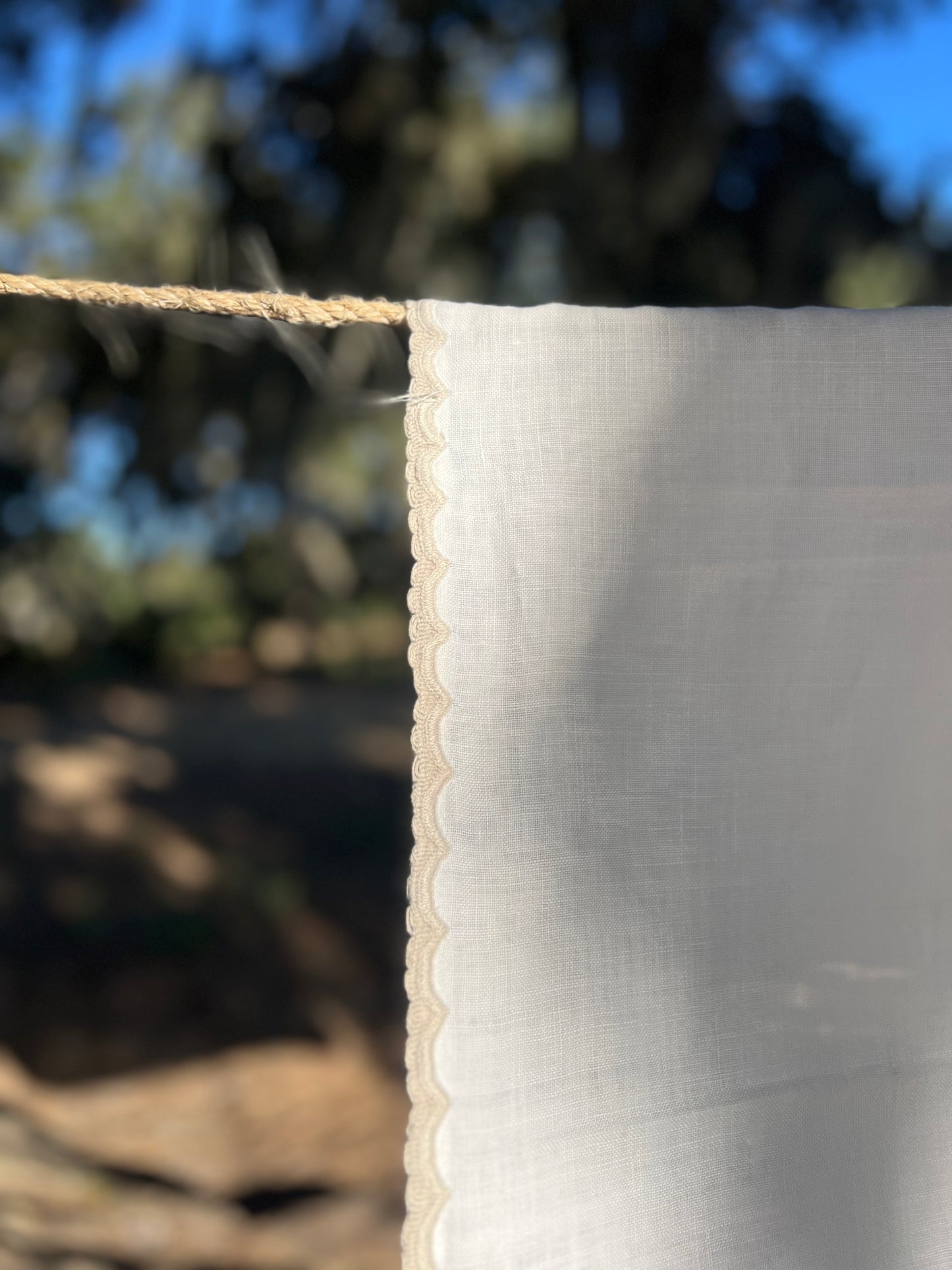 ✧ Linen and Crochet Handmade Tablecloth ✧ Natural Fibers