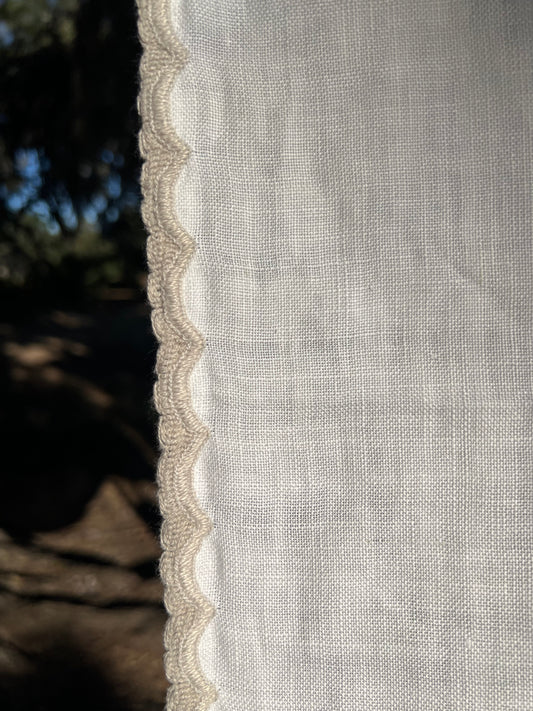 ✧ Linen and Crochet Handmade Tablecloth ✧ Natural Fibers