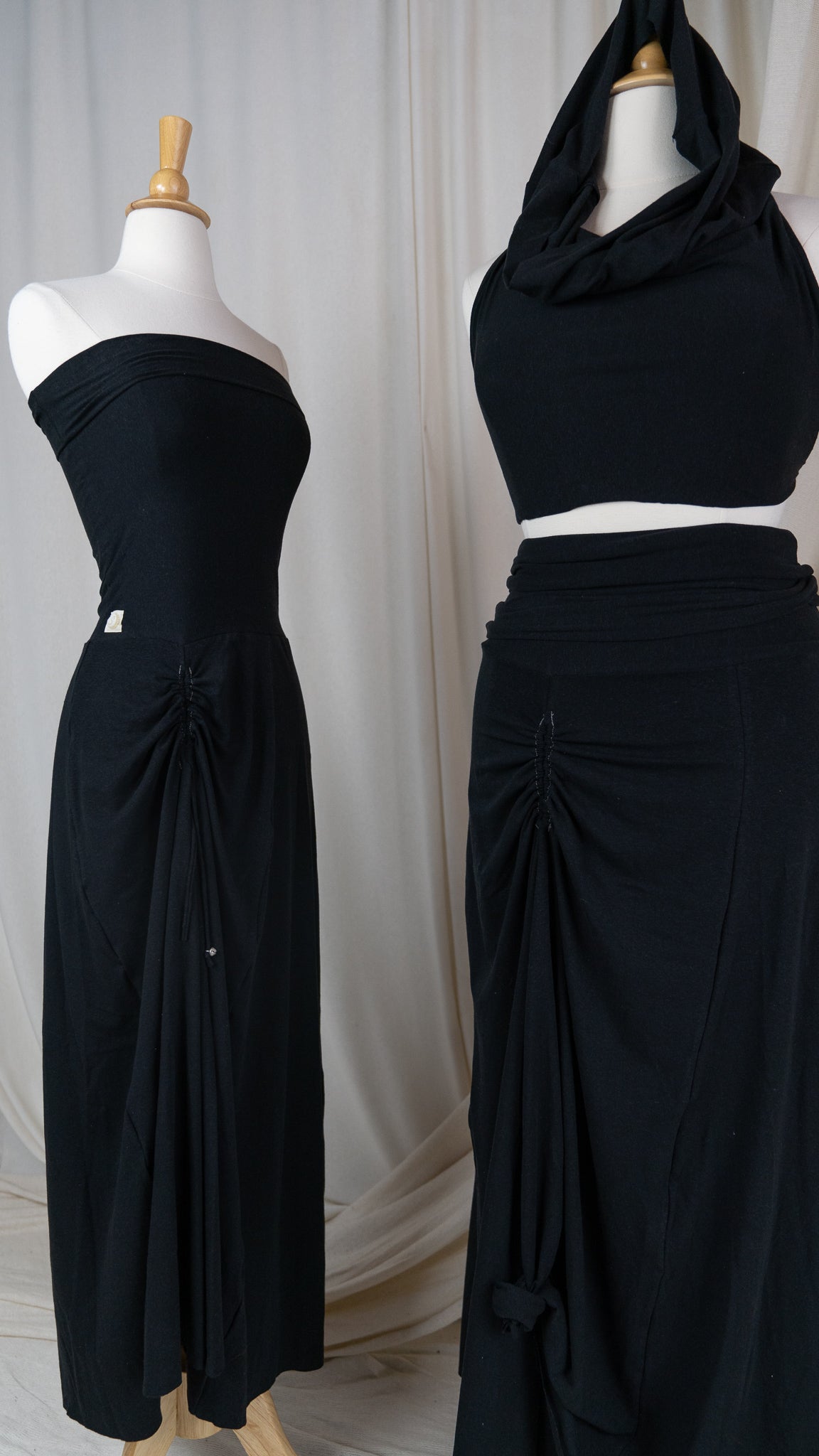Mama Tried Cinched Convertible Dress: Onyx Hemp Bamboo Stretch