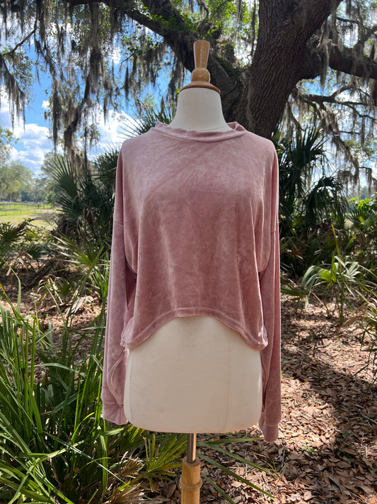 Cream Top (M/L Waist Length) Pink Bamboo Velour