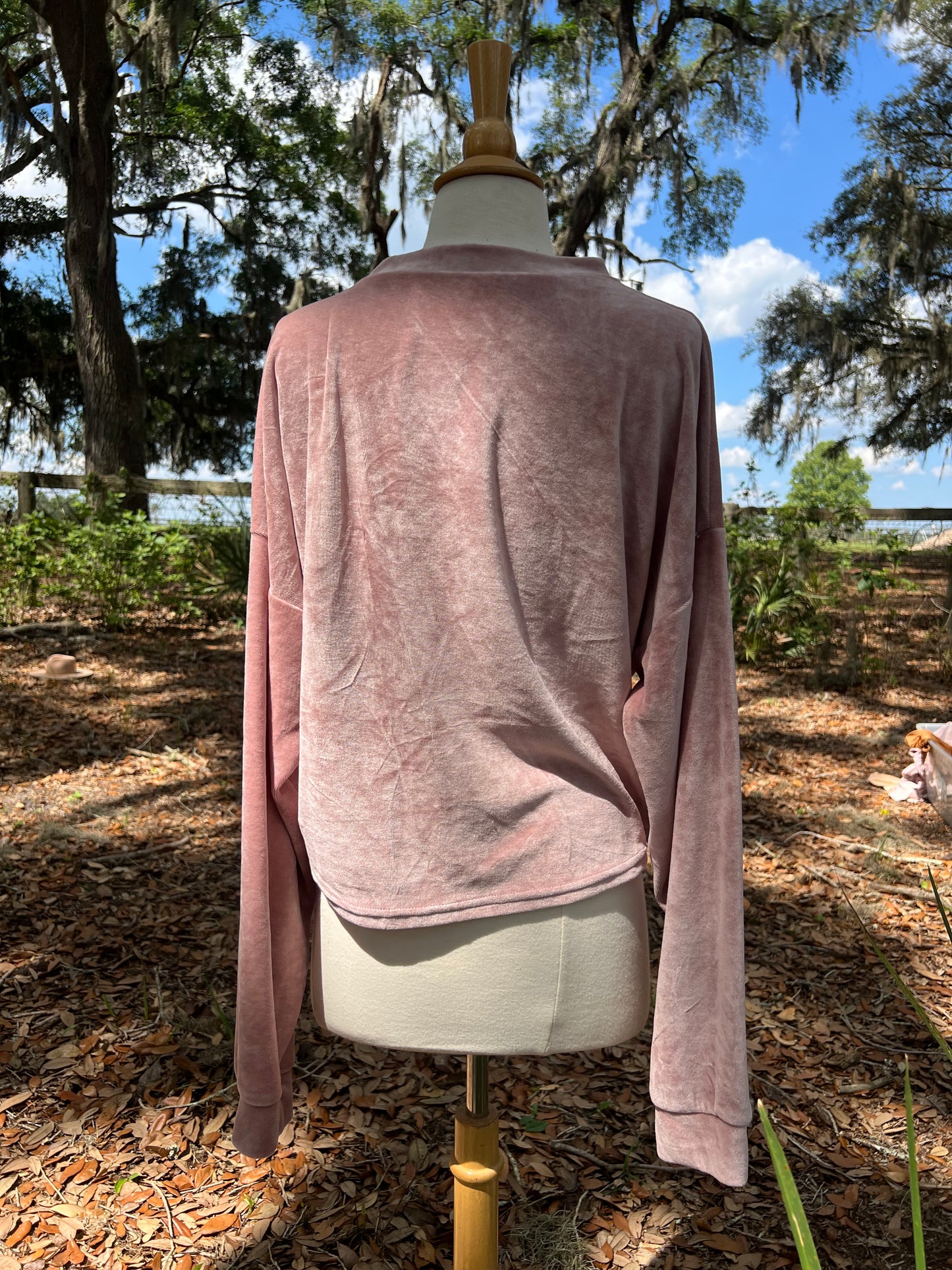 Cream Top (M/L Waist Length) Pink Bamboo Velour