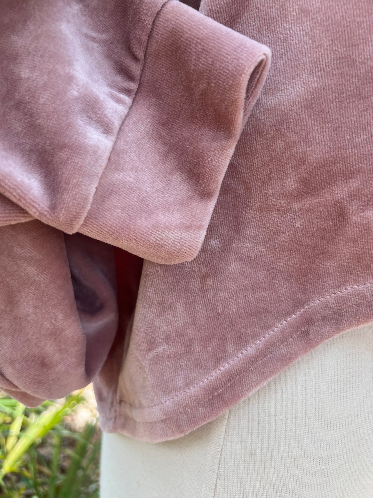 Cream Top (M/L Waist Length) Pink Bamboo Velour