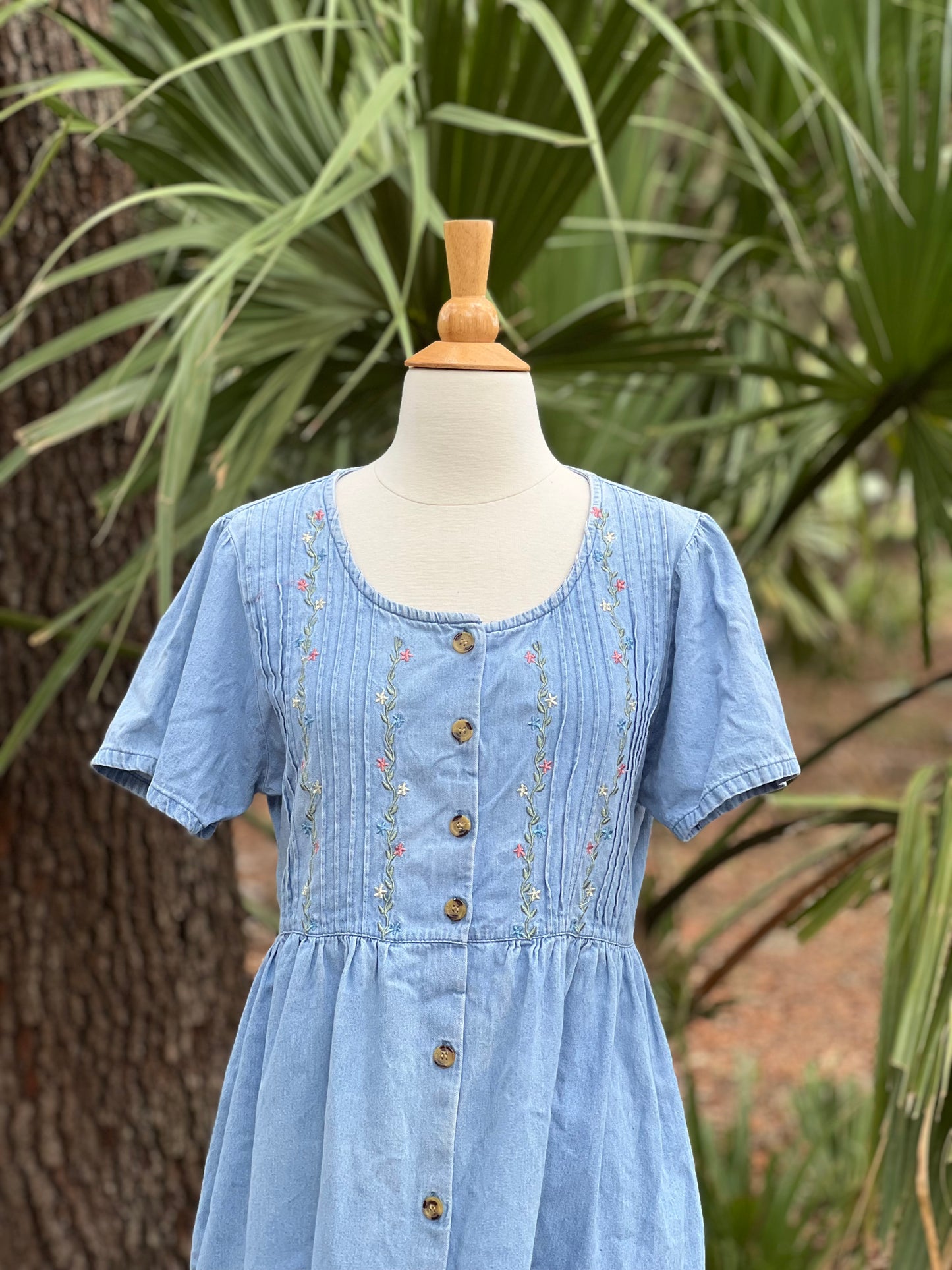 ✧ Embroidered Denim Dress  ✧ Natural Fibers