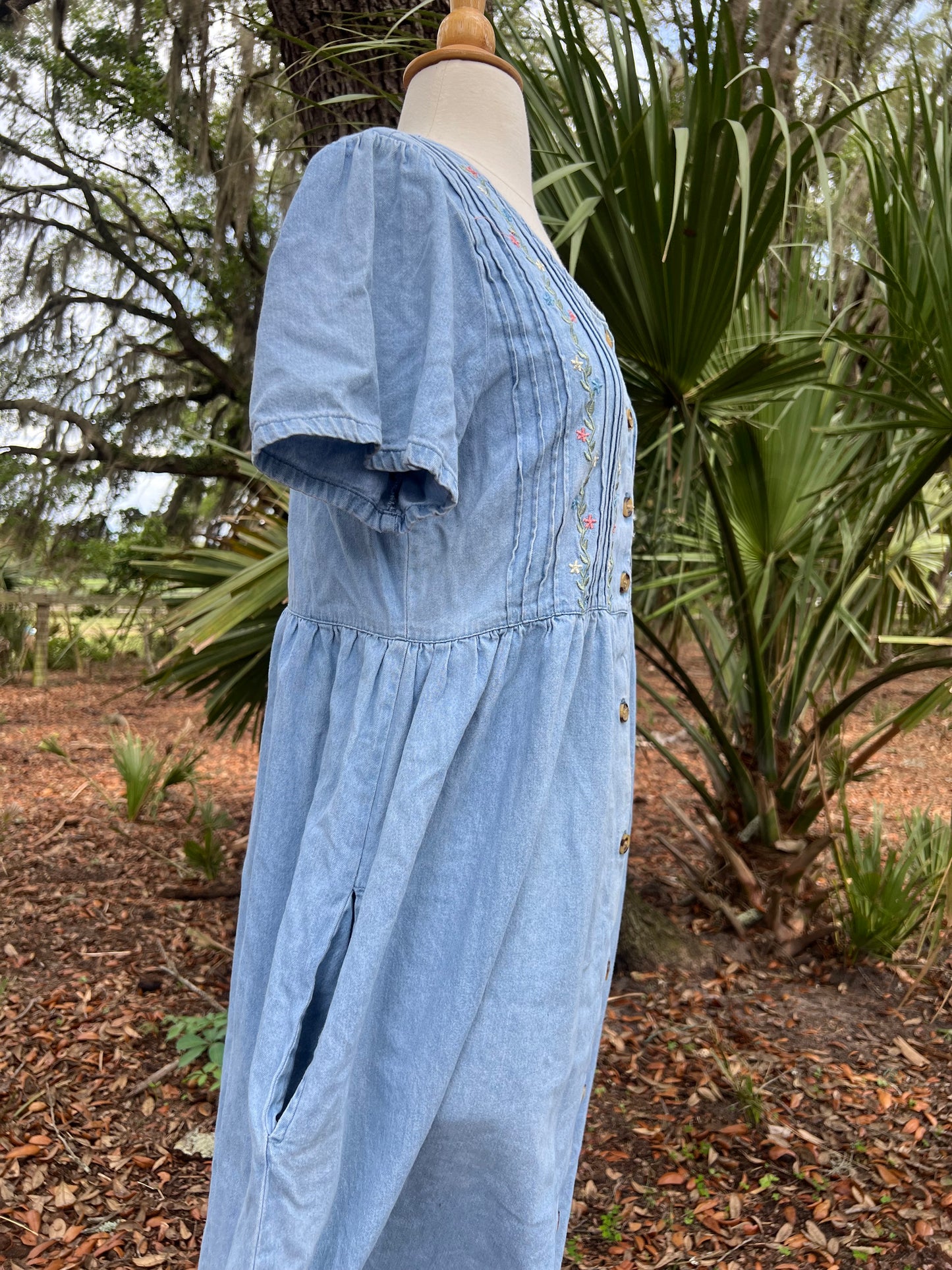 ✧ Embroidered Denim Dress  ✧ Natural Fibers