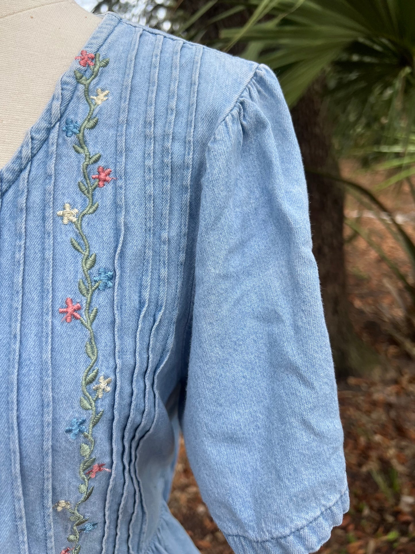 ✧ Embroidered Denim Dress  ✧ Natural Fibers