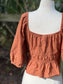 ✧ Gathered Puff Sleeve Top  ✧ Natural Fibers