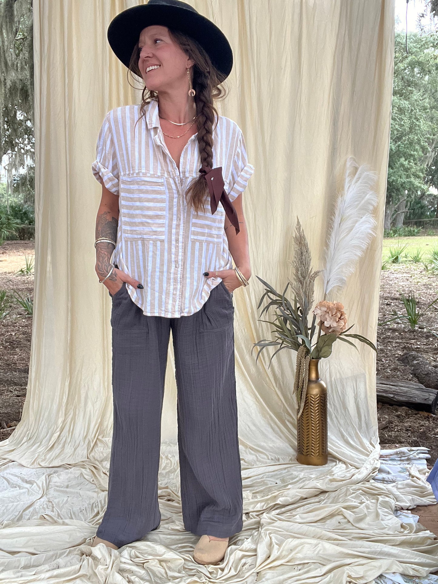 ✧ Wide Leg Gauzey Pants  ✧ Natural Fibers