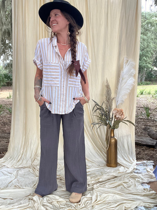 ✧ Wide Leg Gauzey Pants  ✧ Natural Fibers
