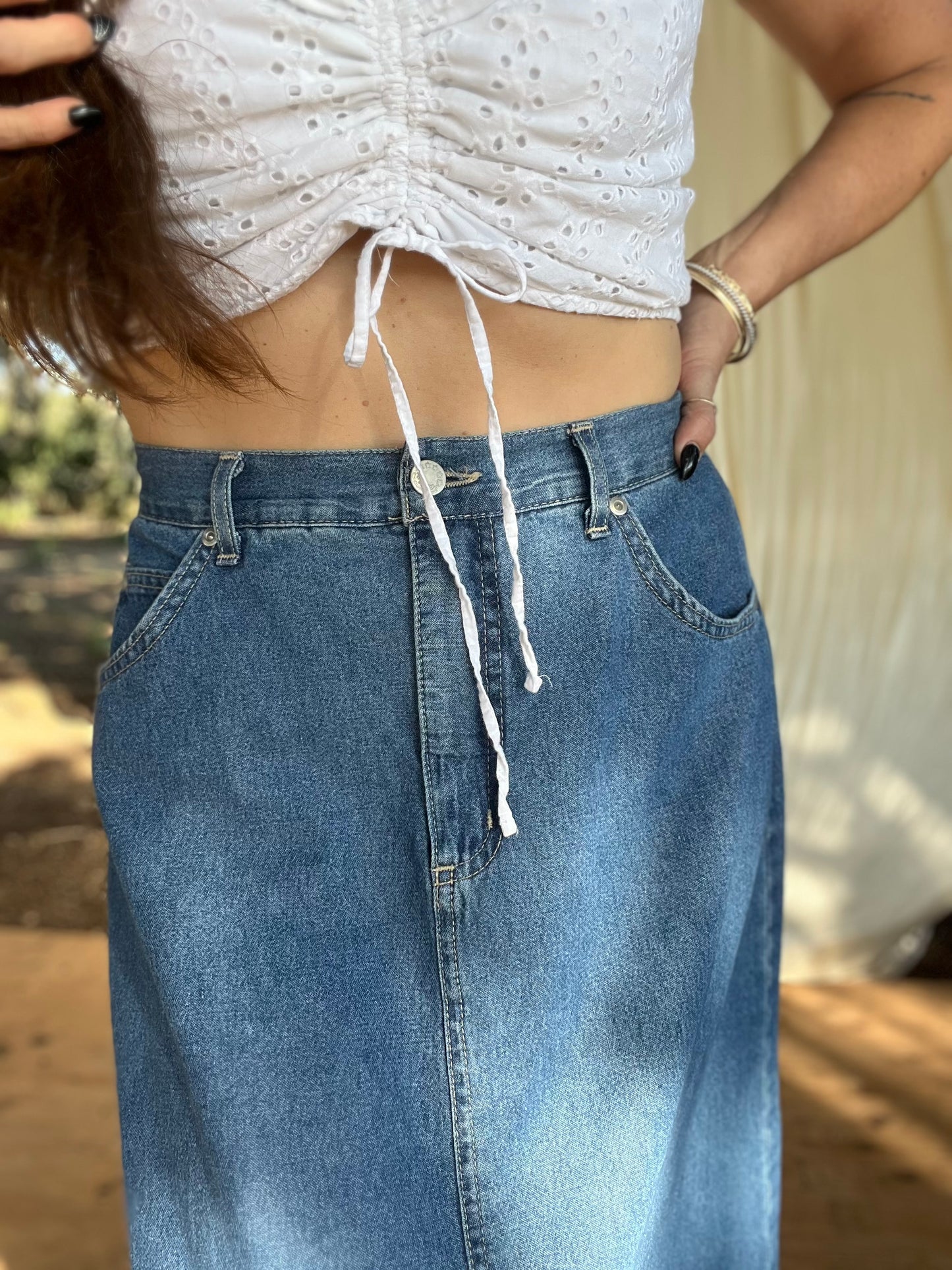 ✧ Denim Midi Skirt ✧ Natural Fibers