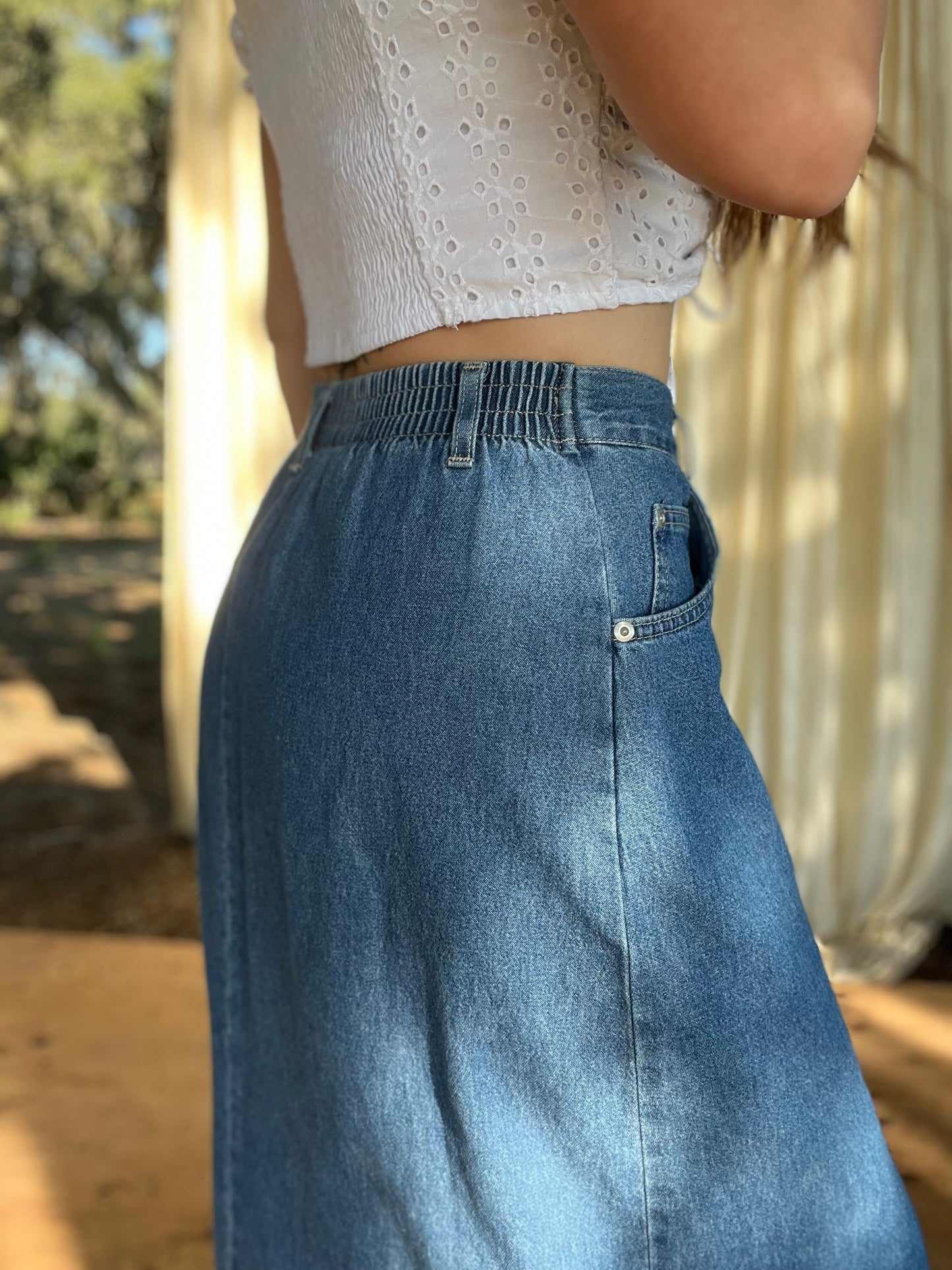 ✧ Denim Midi Skirt ✧ Natural Fibers