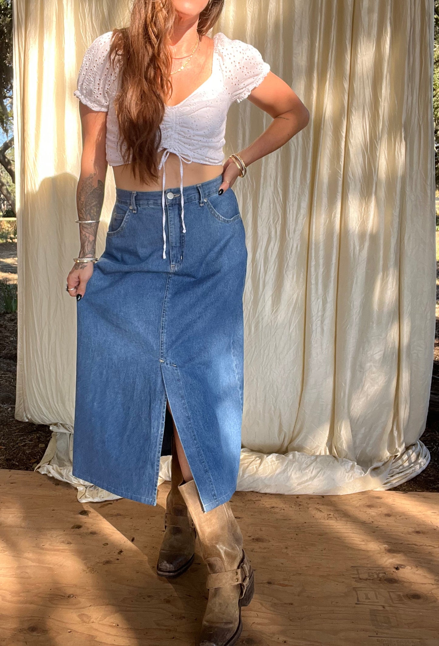✧ Denim Midi Skirt ✧ Natural Fibers