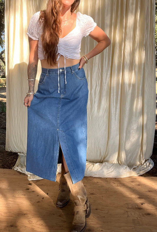 ✧ Denim Midi Skirt ✧ Natural Fibers