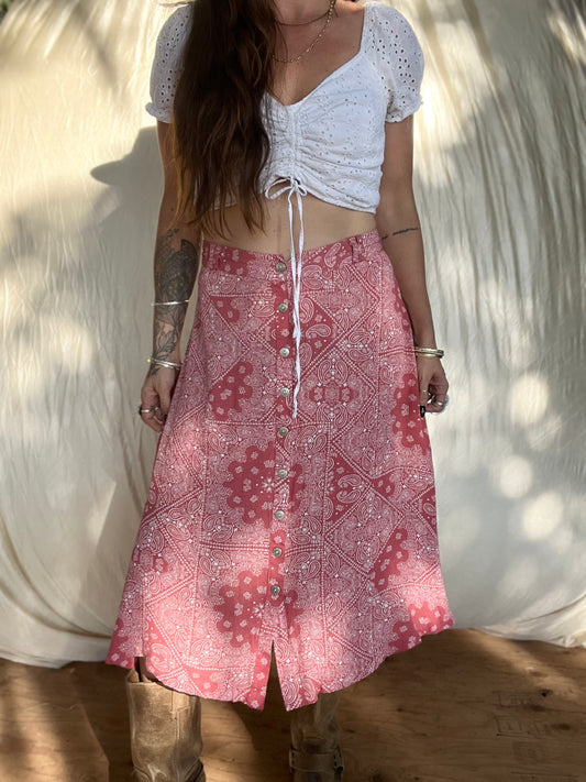 ✧ Paisley Button Down Midi Skirt ✧