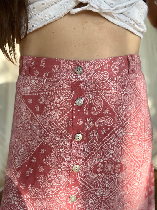 ✧ Paisley Button Down Midi Skirt ✧