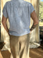 ✧ Blue and White Stripe Tie Front Linen Top ✧ Natural Fibers