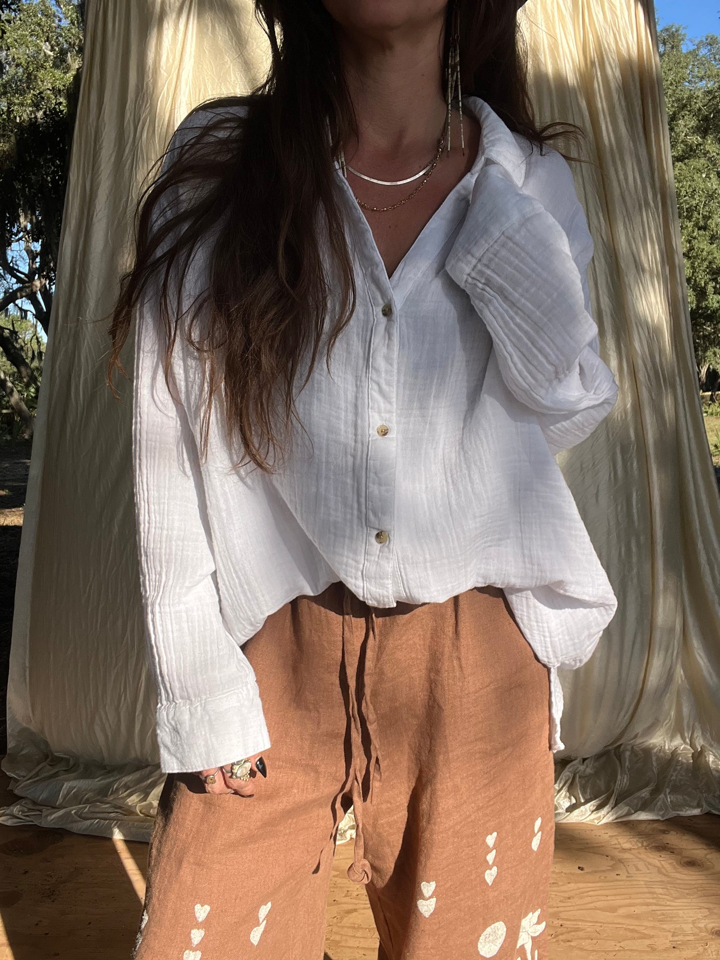 ✧ Oversize Gauzey Button Down ✧ Natural Fibers