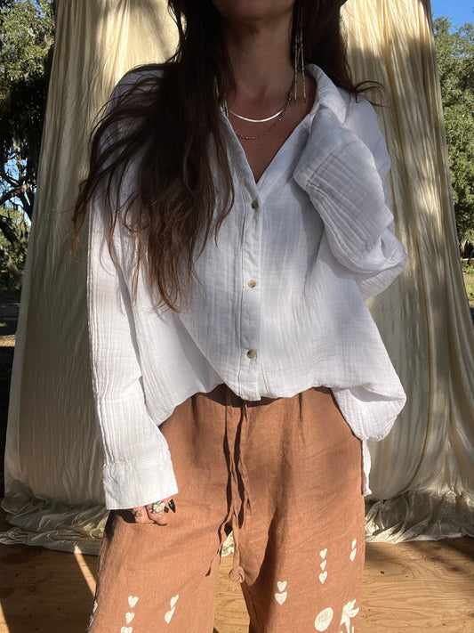 ✧ Oversize Gauzey Button Down ✧ Natural Fibers