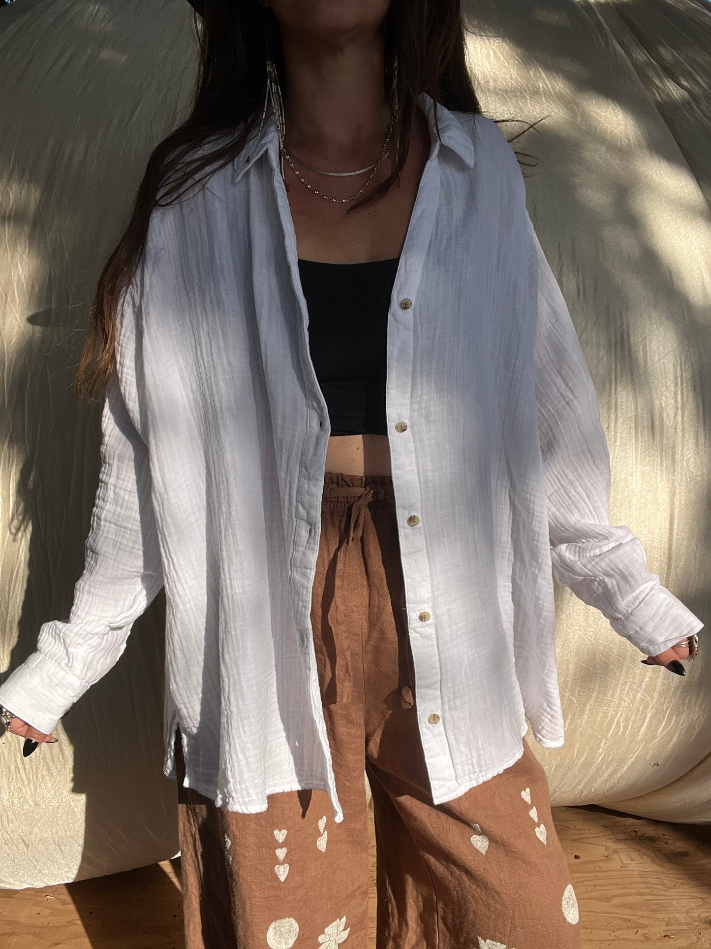 ✧ Oversize Gauzey Button Down ✧ Natural Fibers