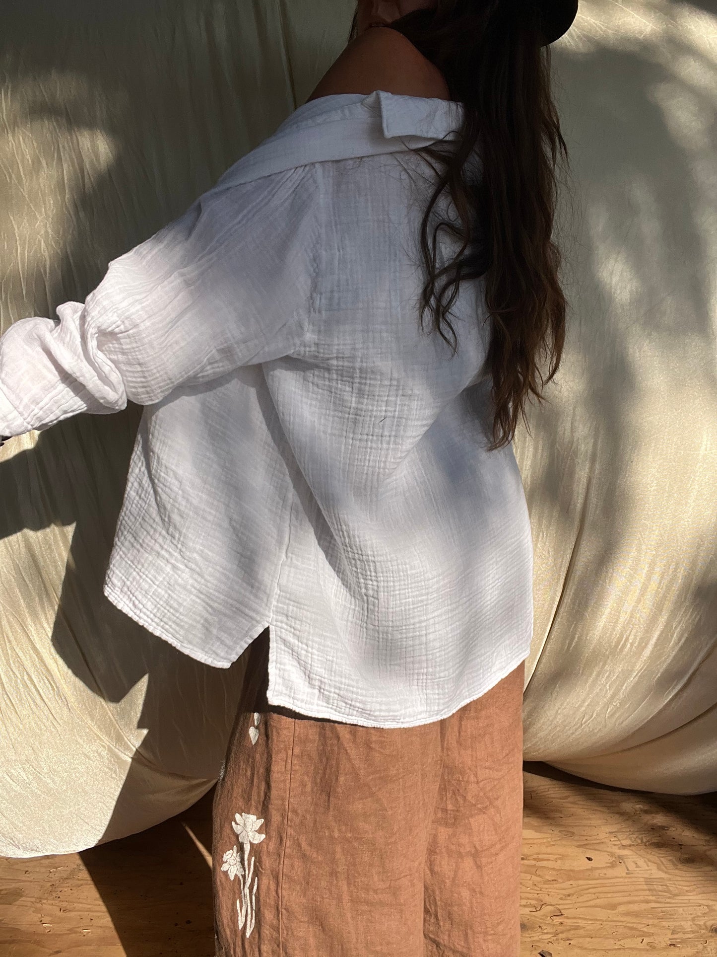 ✧ Oversize Gauzey Button Down ✧ Natural Fibers
