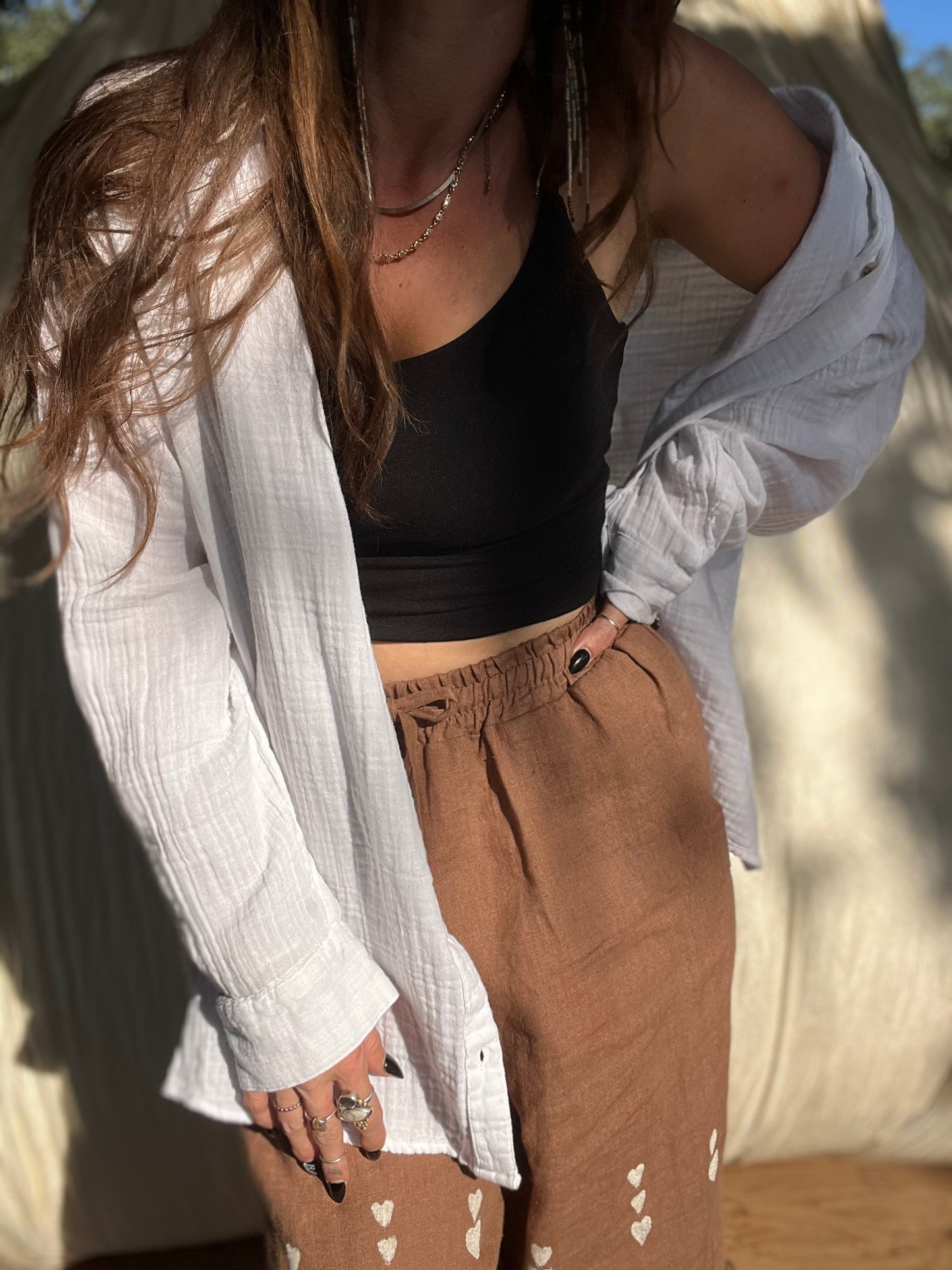 ✧ Oversize Gauzey Button Down ✧ Natural Fibers