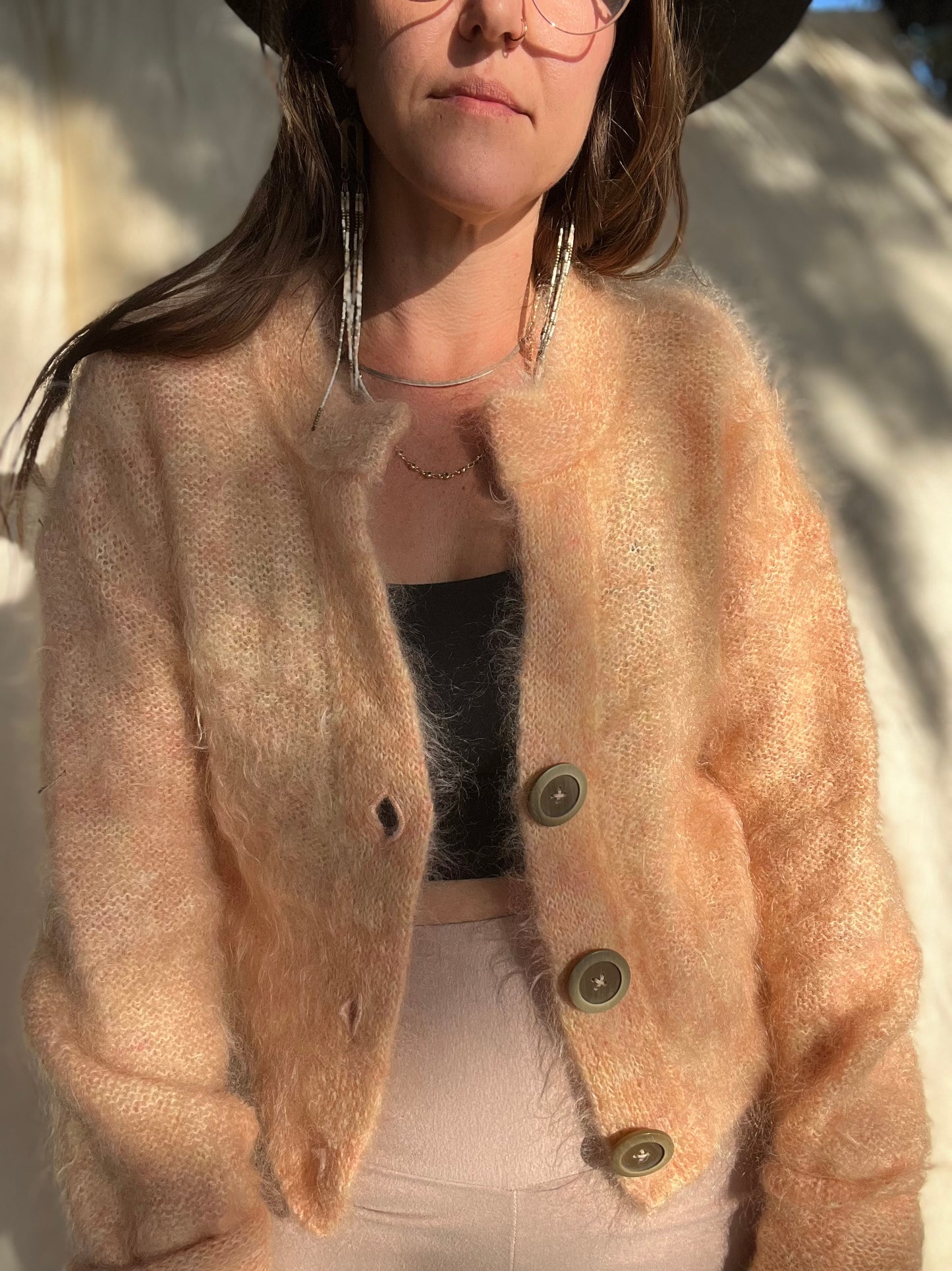 ✧ Fuzzy Peach Sweater ✧ Natural Fibers