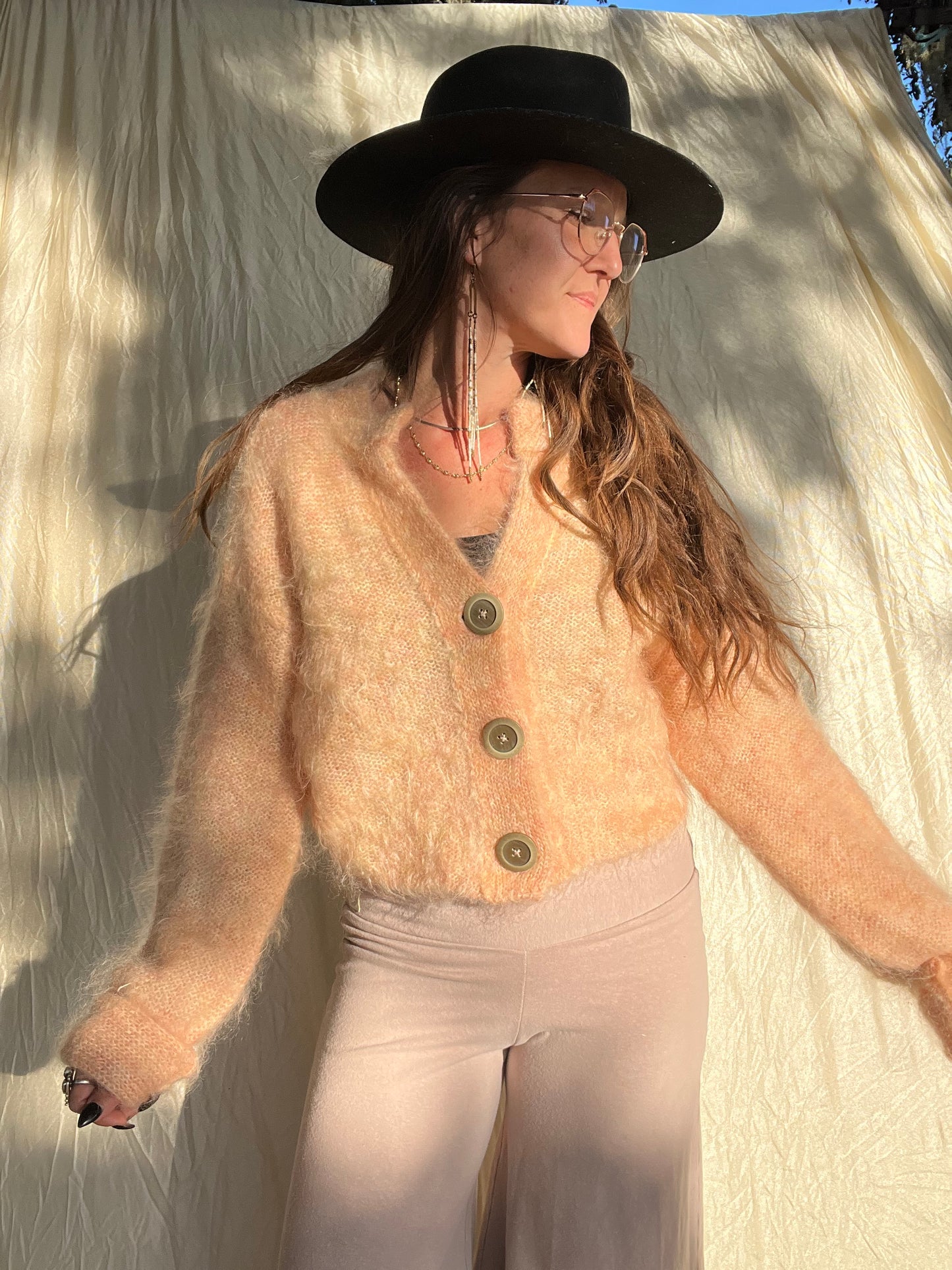 ✧ Fuzzy Peach Sweater ✧ Natural Fibers