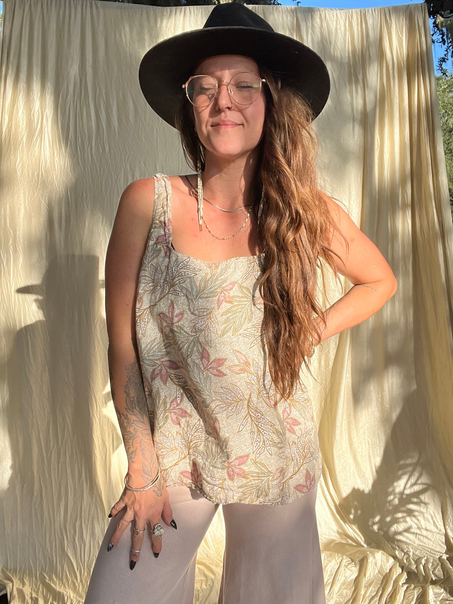 ✧ Floral Linen Tank ✧ Natural Fibers