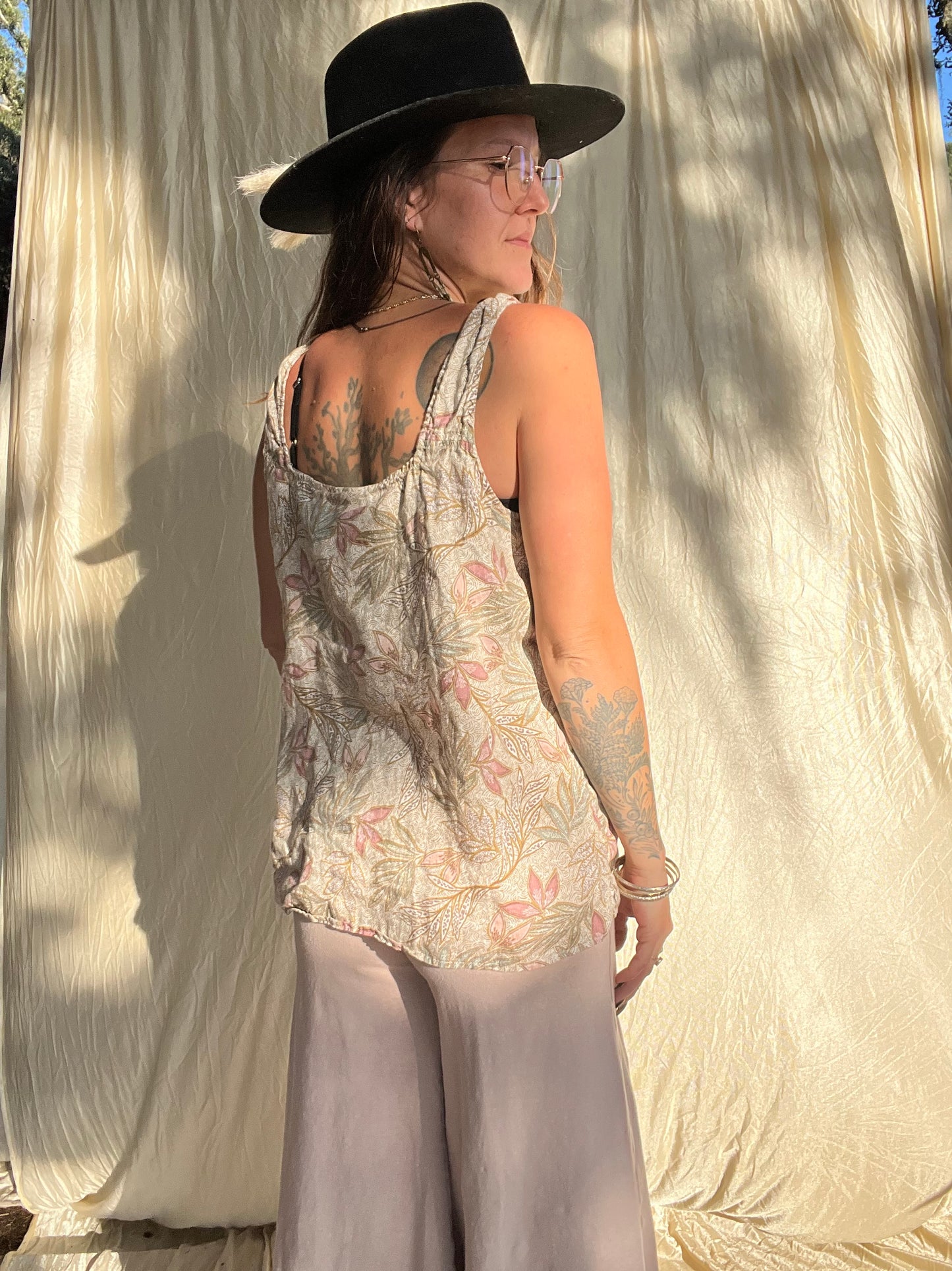 ✧ Floral Linen Tank ✧ Natural Fibers