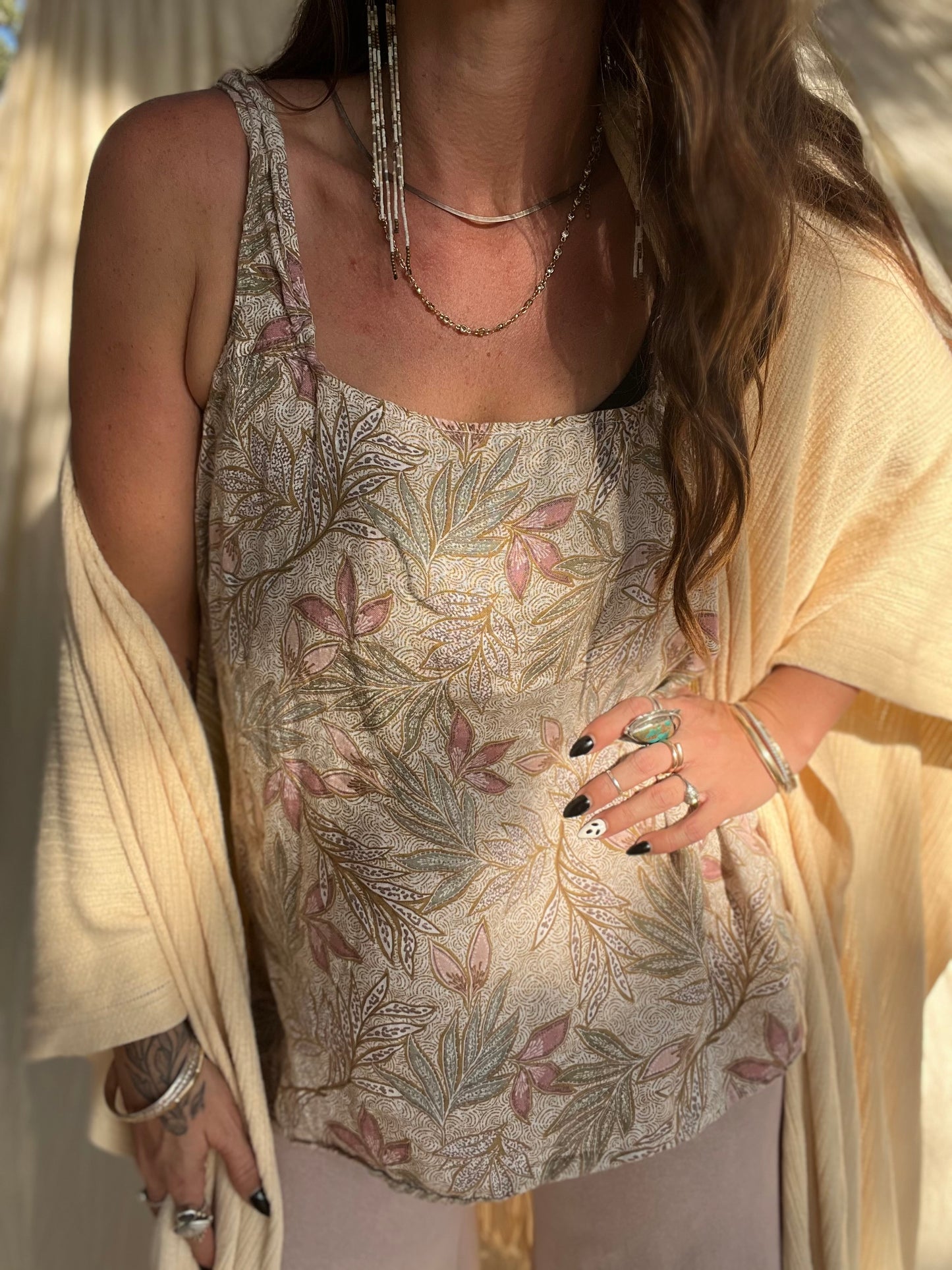 ✧ Floral Linen Tank ✧ Natural Fibers