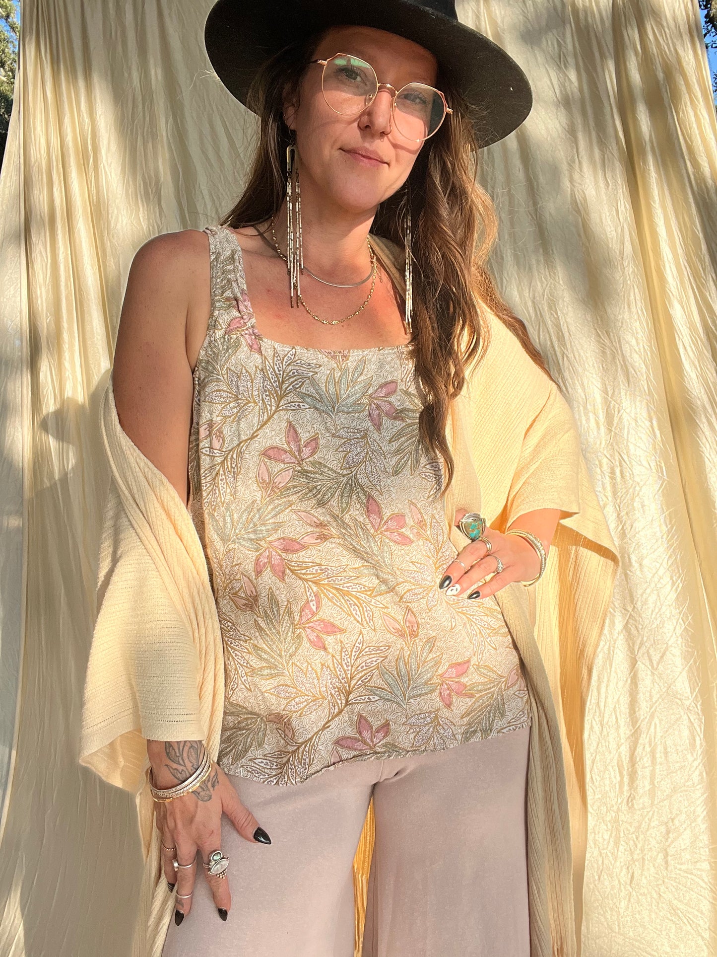 ✧ Floral Linen Tank ✧ Natural Fibers