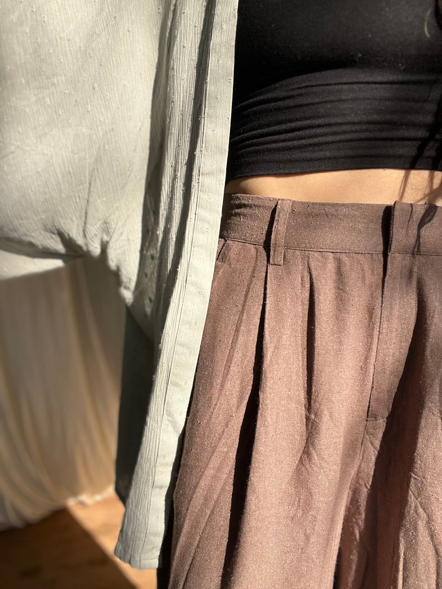 ✧ Hepburn Pleated Raw Silk Trousers  ✧ Natural Fibers