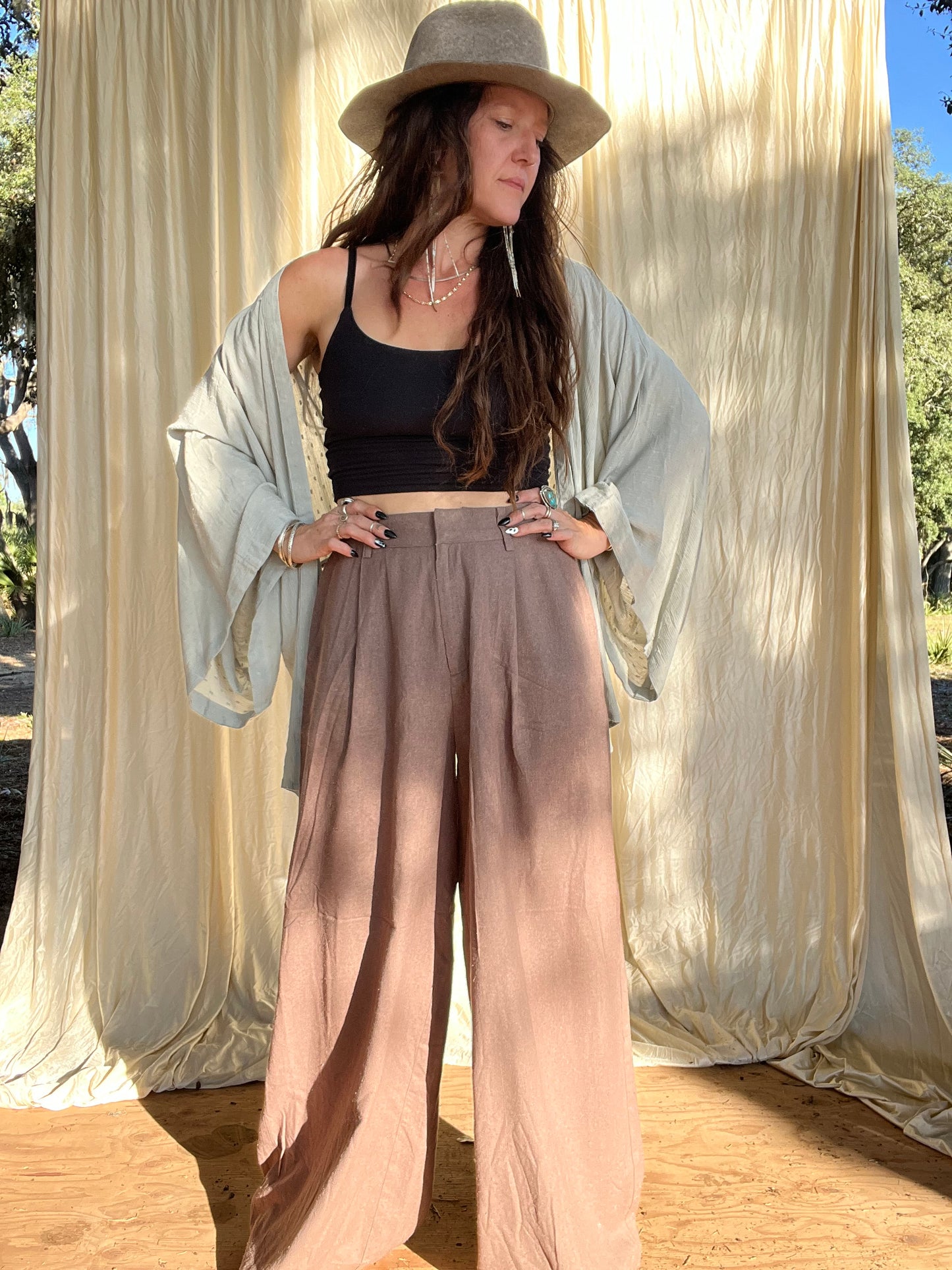 ✧ Hepburn Pleated Raw Silk Trousers  ✧ Natural Fibers