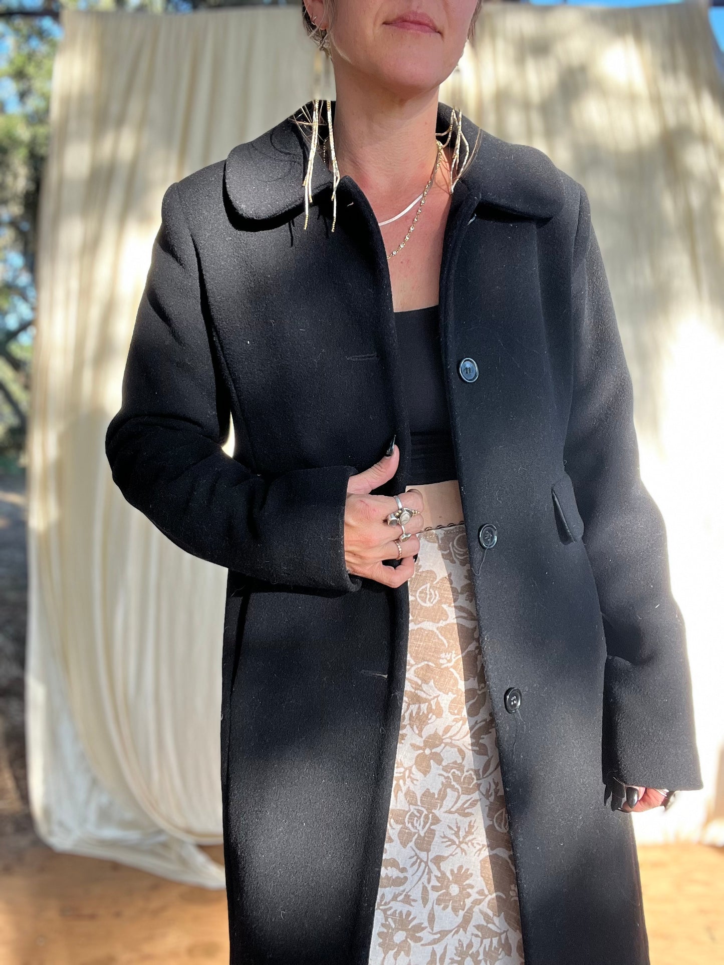 ✧ Black Wool Peacoat ✧ Natural Fibers