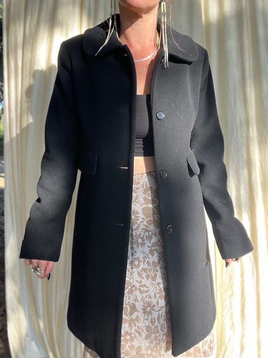 ✧ Black Wool Peacoat ✧ Natural Fibers