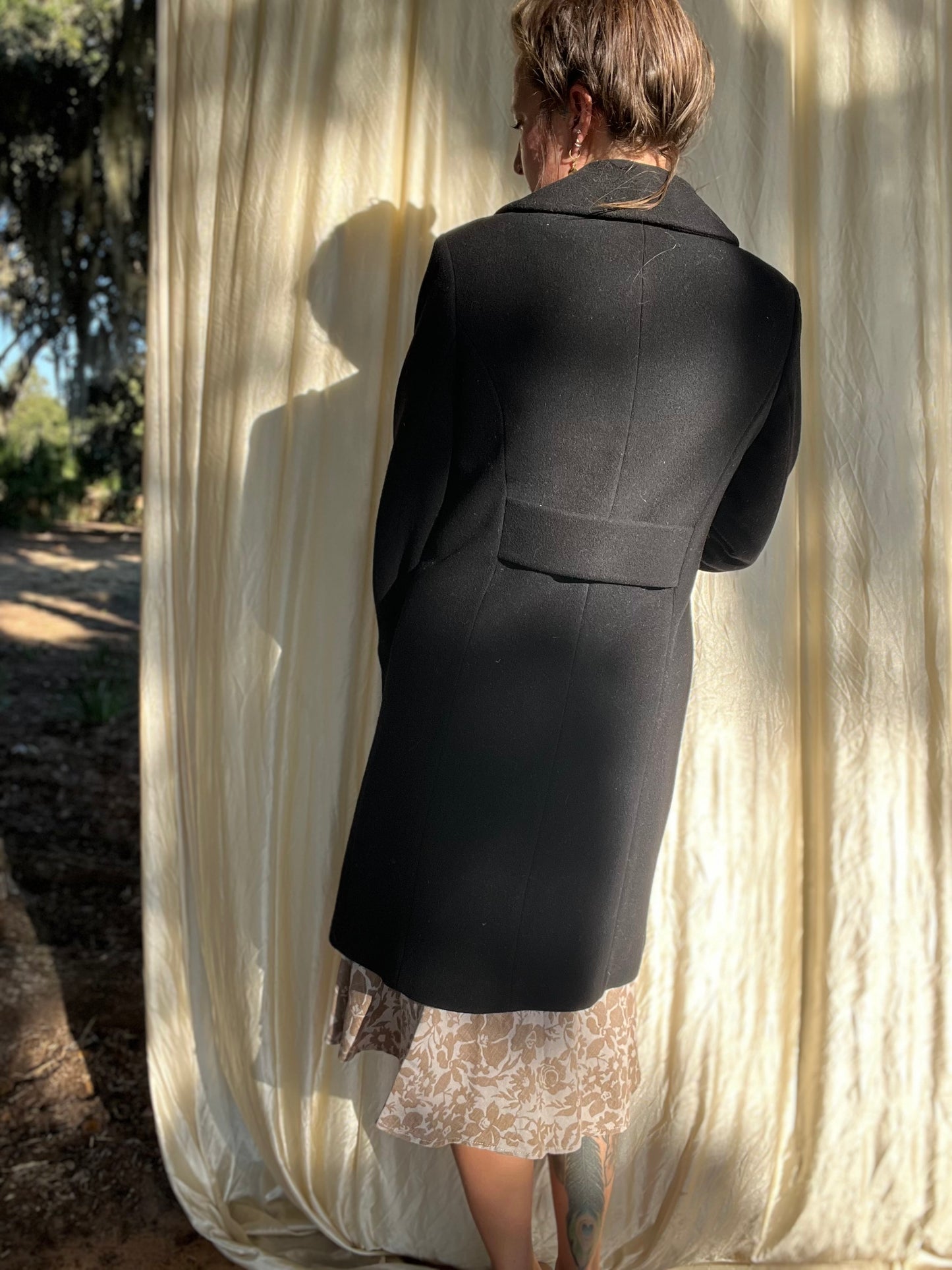 ✧ Black Wool Peacoat ✧ Natural Fibers