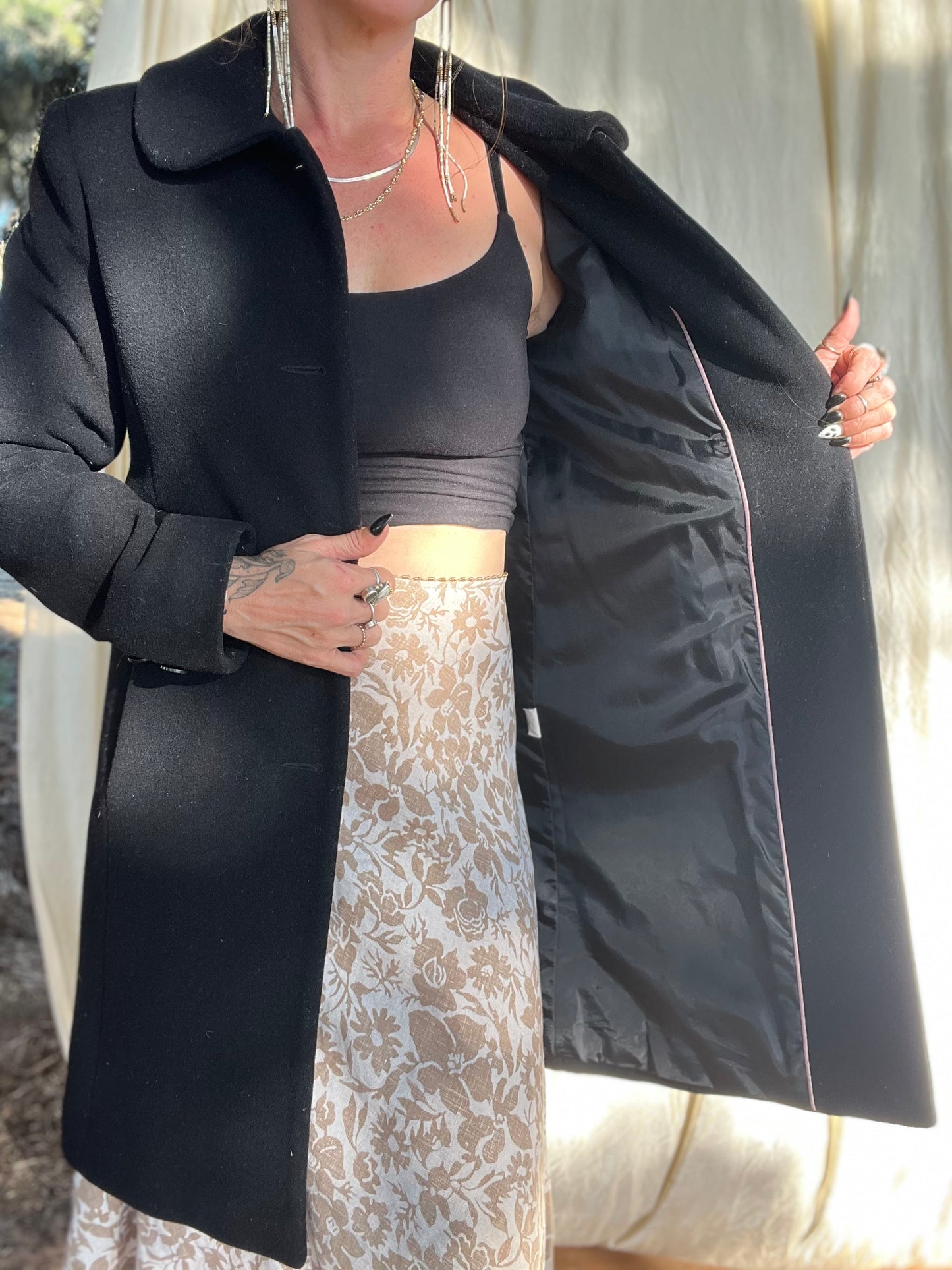 ✧ Black Wool Peacoat ✧ Natural Fibers