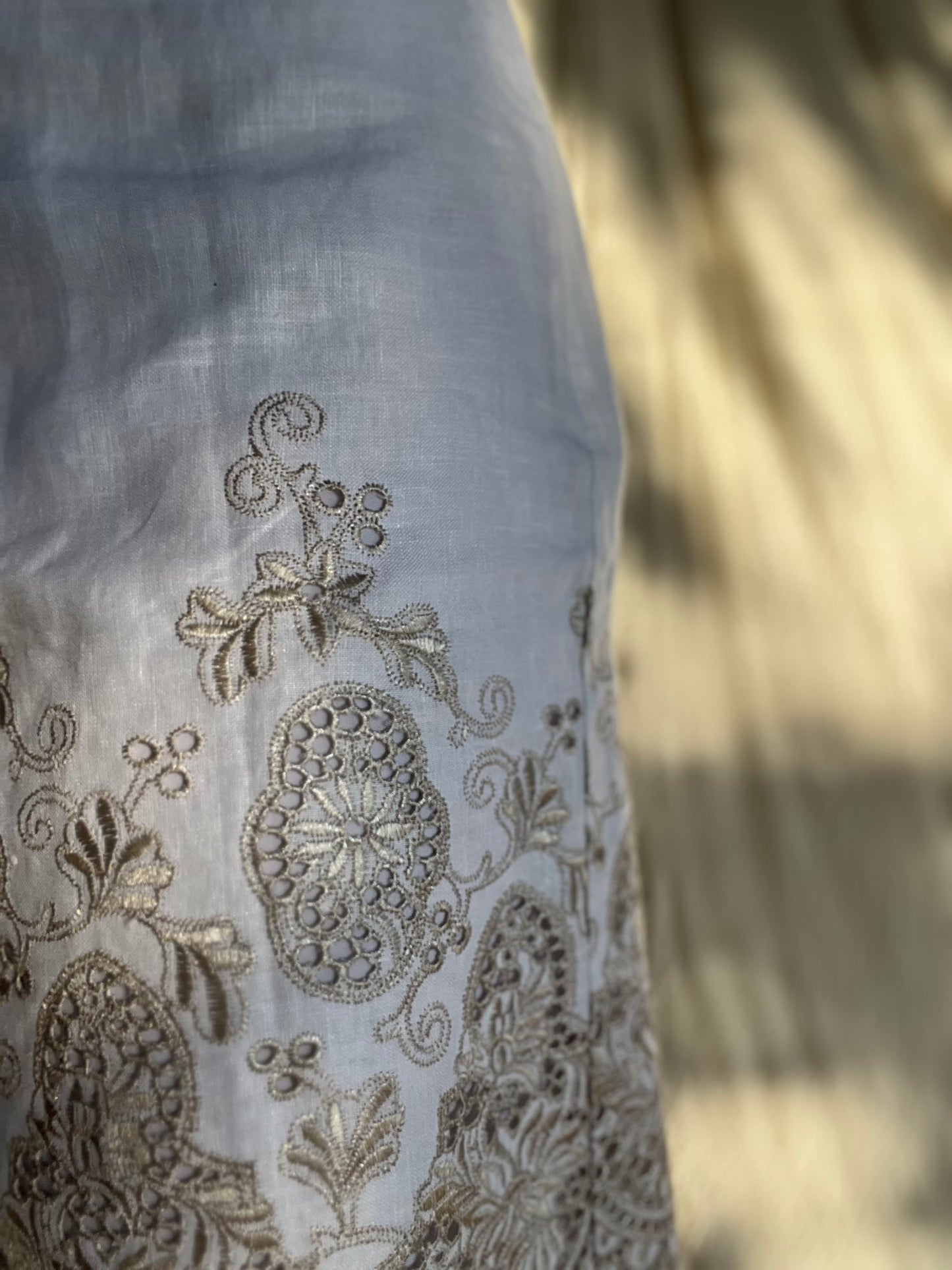 ✧ Embroidered Linen Skirt ✧ Natural Fibers