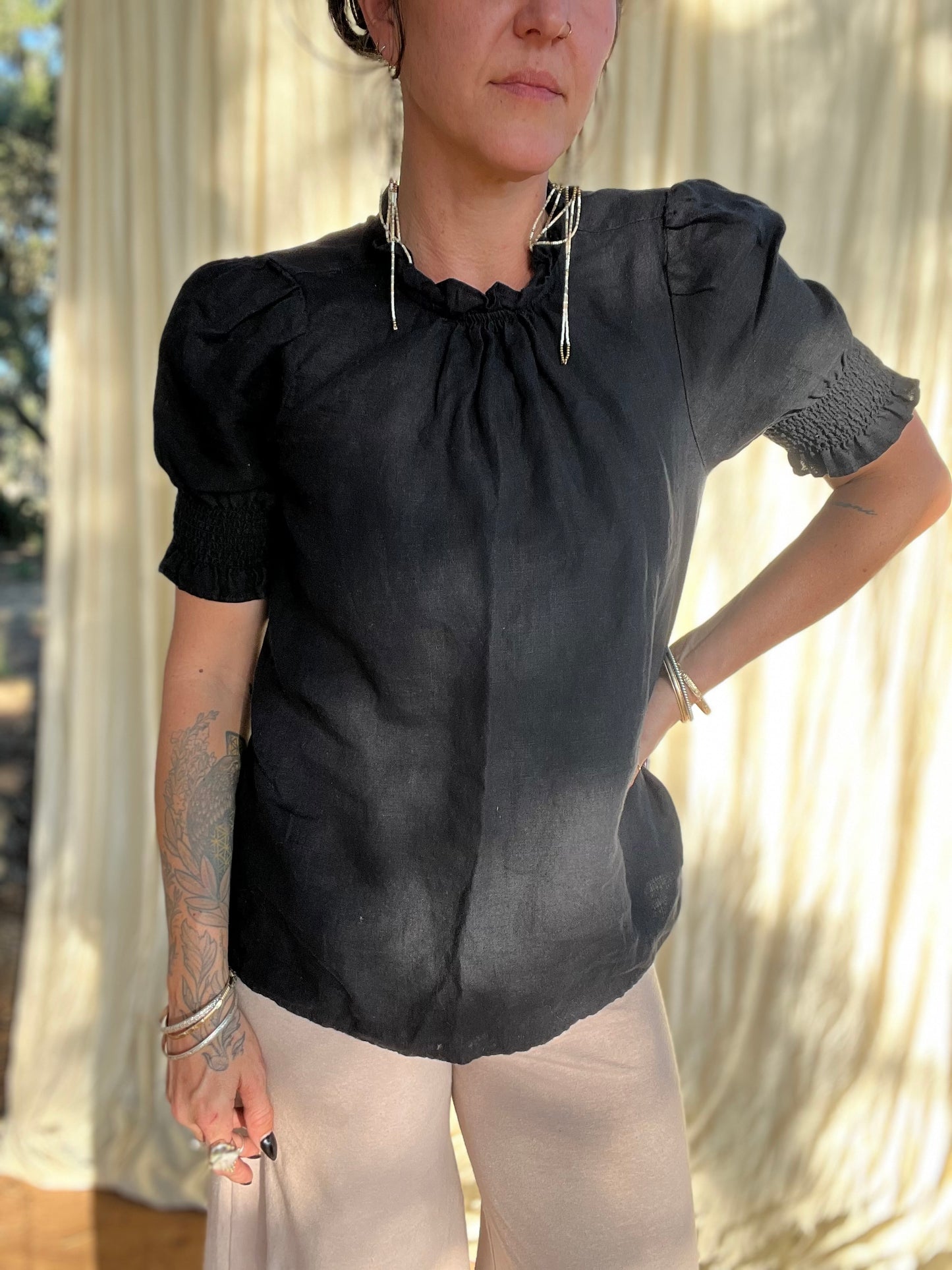 ✧ High Neck Linen Top ✧ Natural Fibers