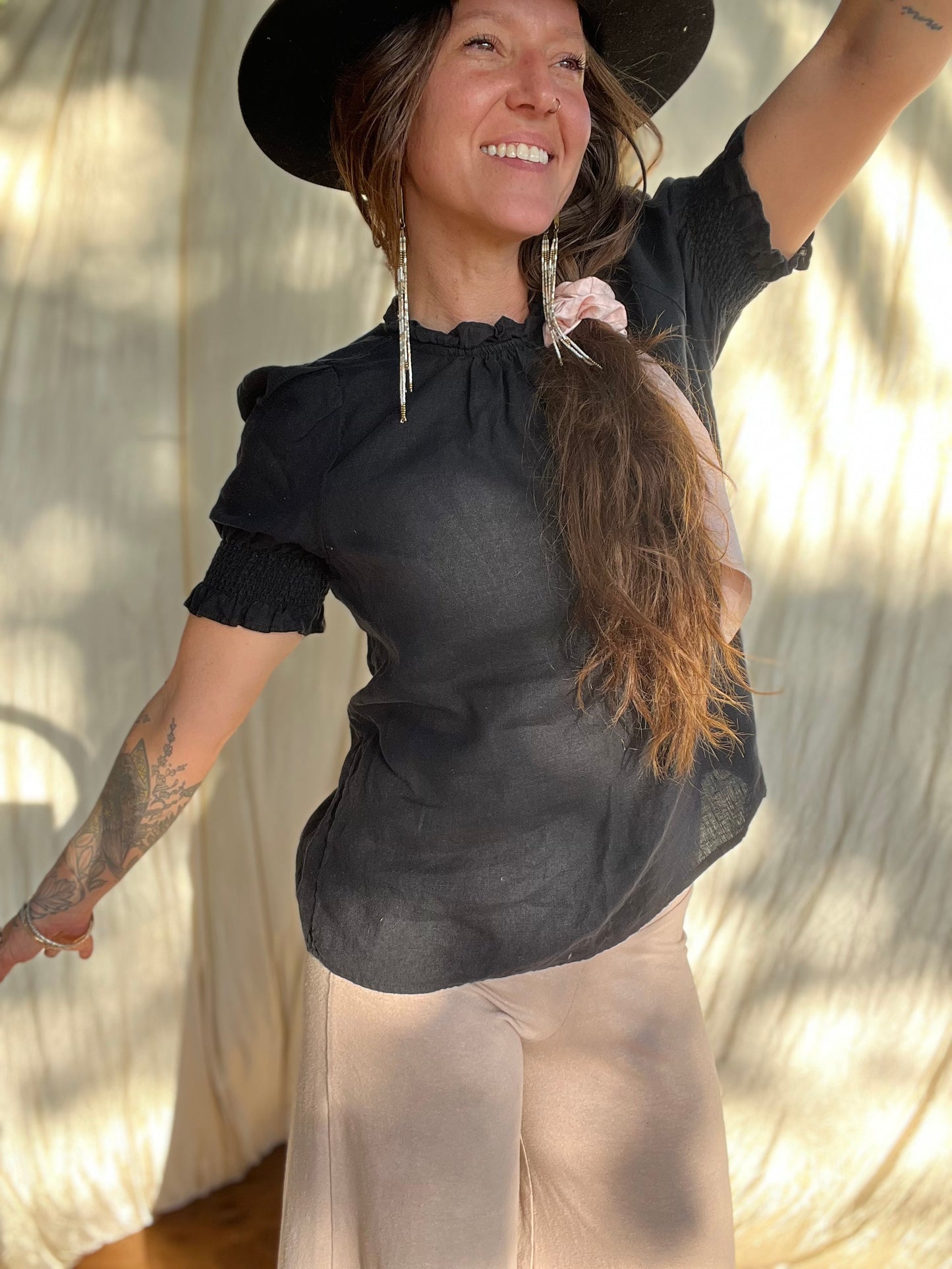 ✧ High Neck Linen Top ✧ Natural Fibers