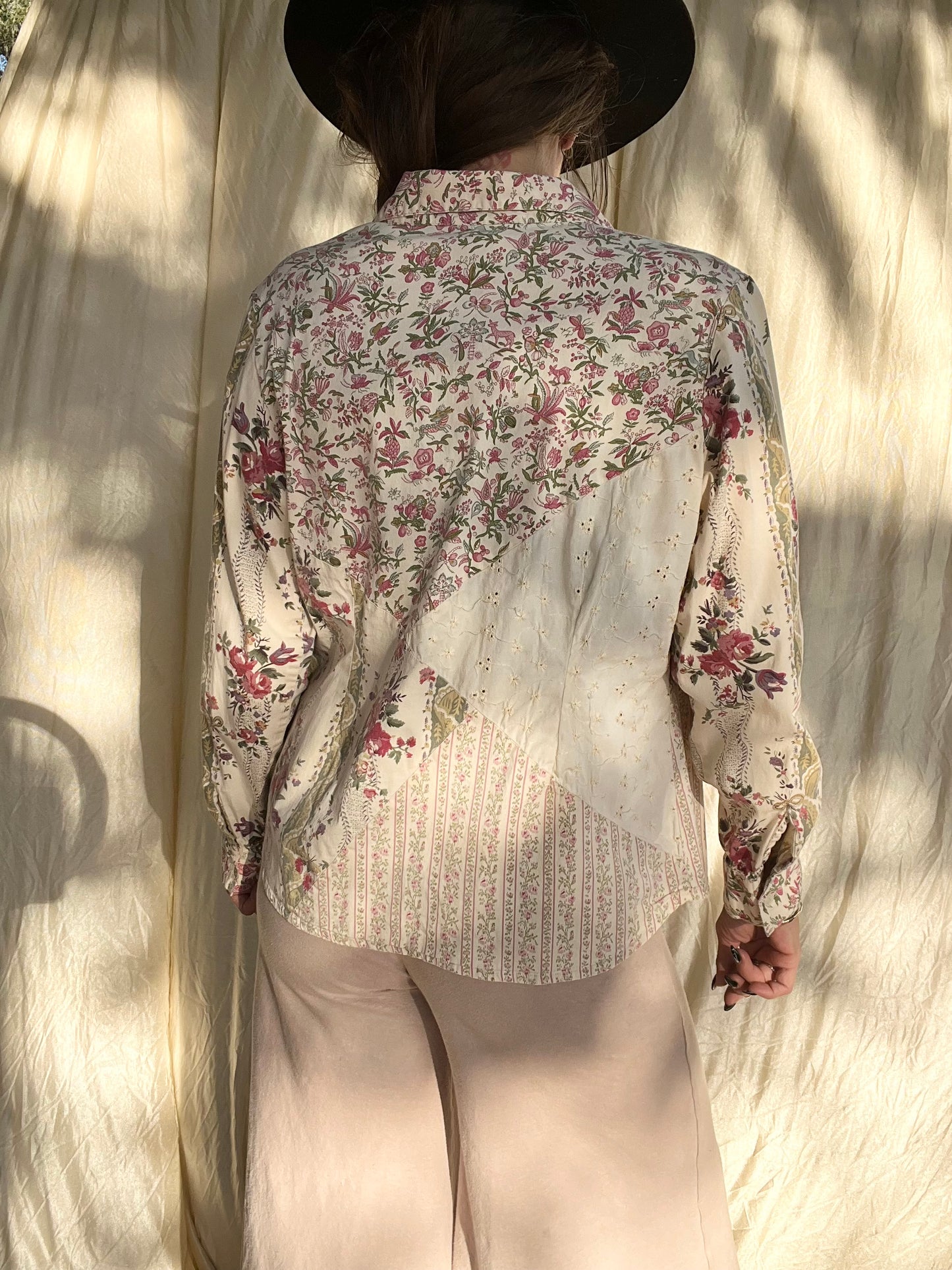 ✧ Floral Patchwork Buttondown ✧ Natural Fibers
