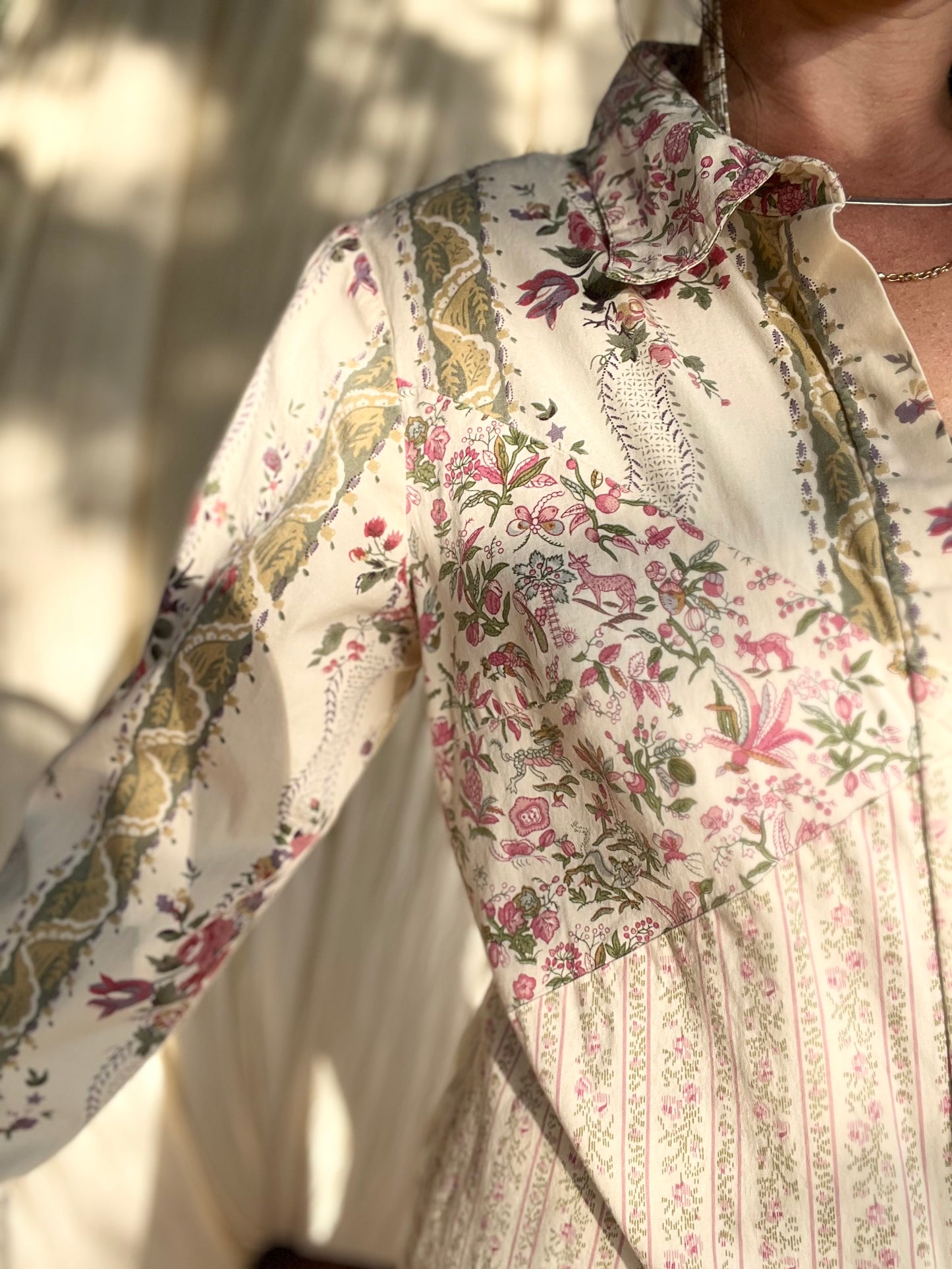 ✧ Floral Patchwork Buttondown ✧ Natural Fibers