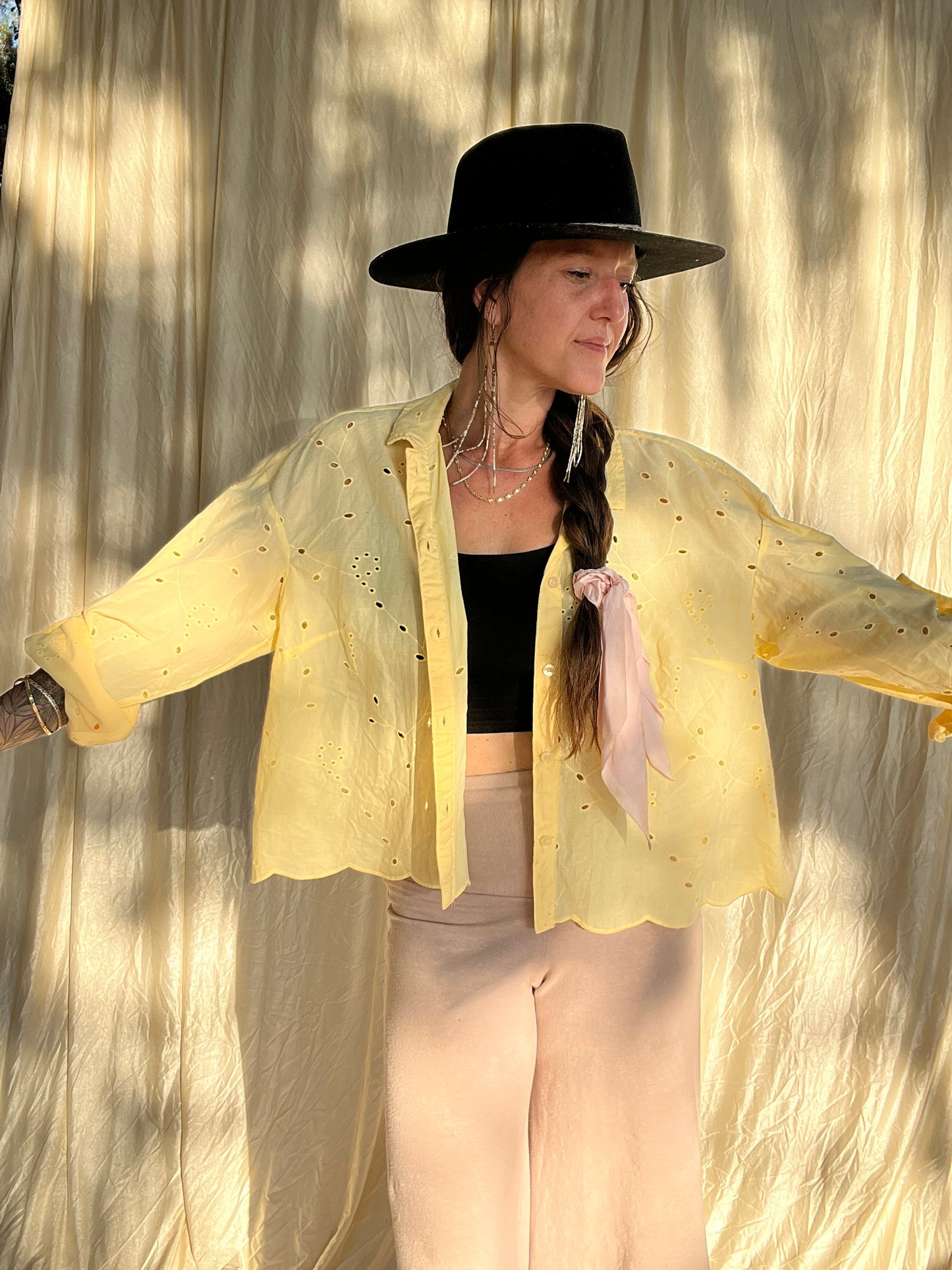 ✧ Eyelet Button Down ✧ Natural Fibers