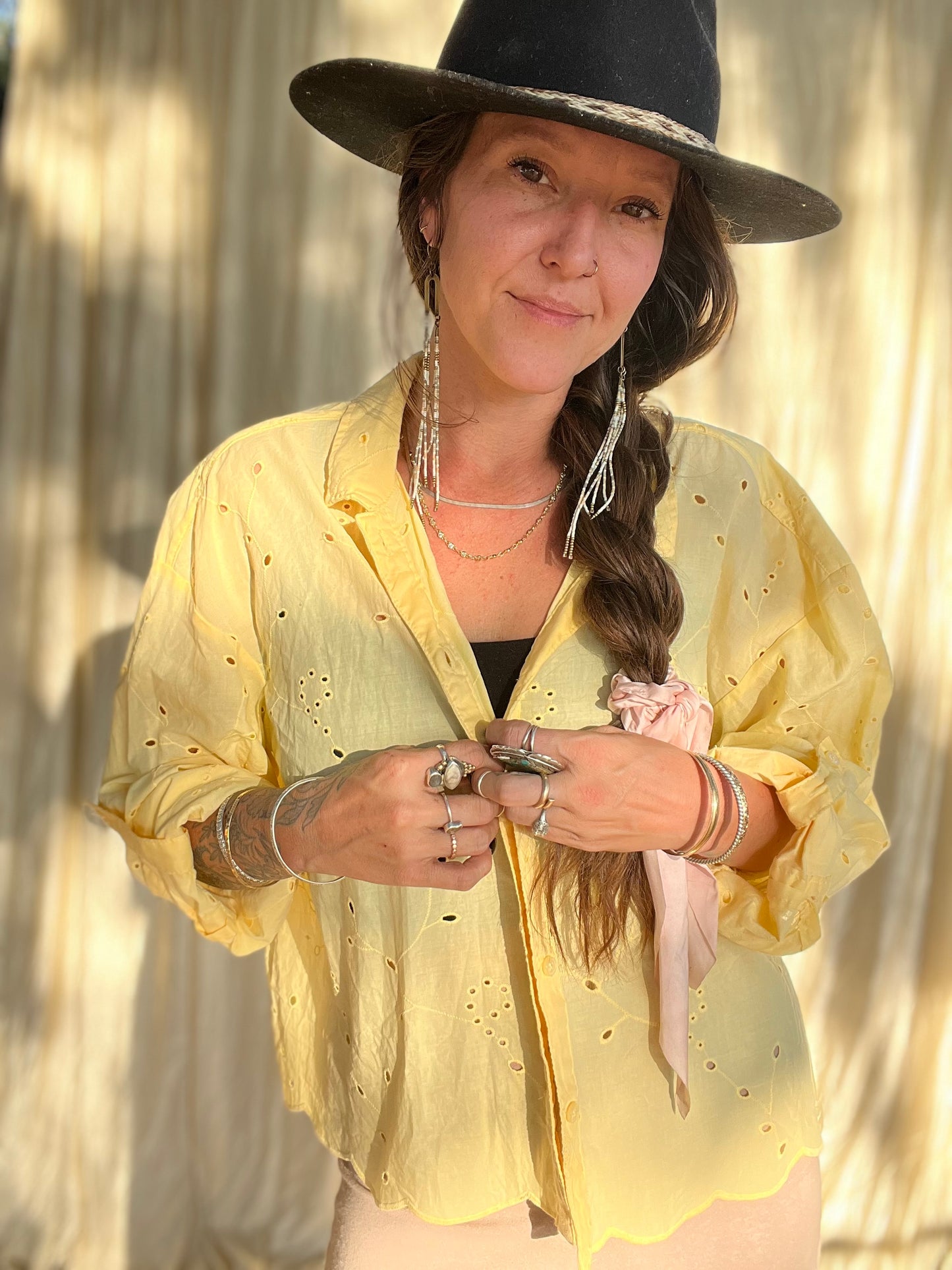 ✧ Eyelet Button Down ✧ Natural Fibers