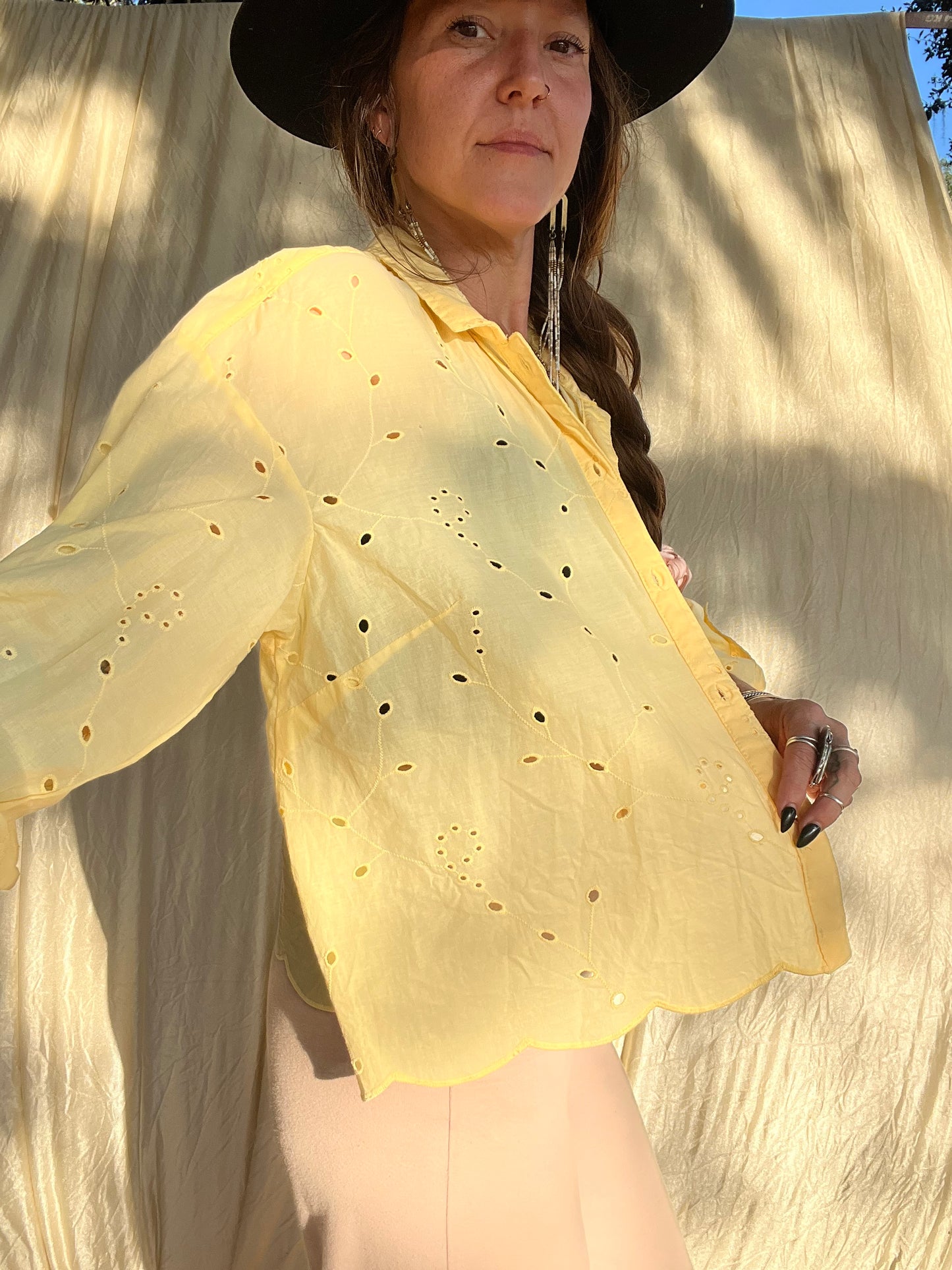 ✧ Eyelet Button Down ✧ Natural Fibers