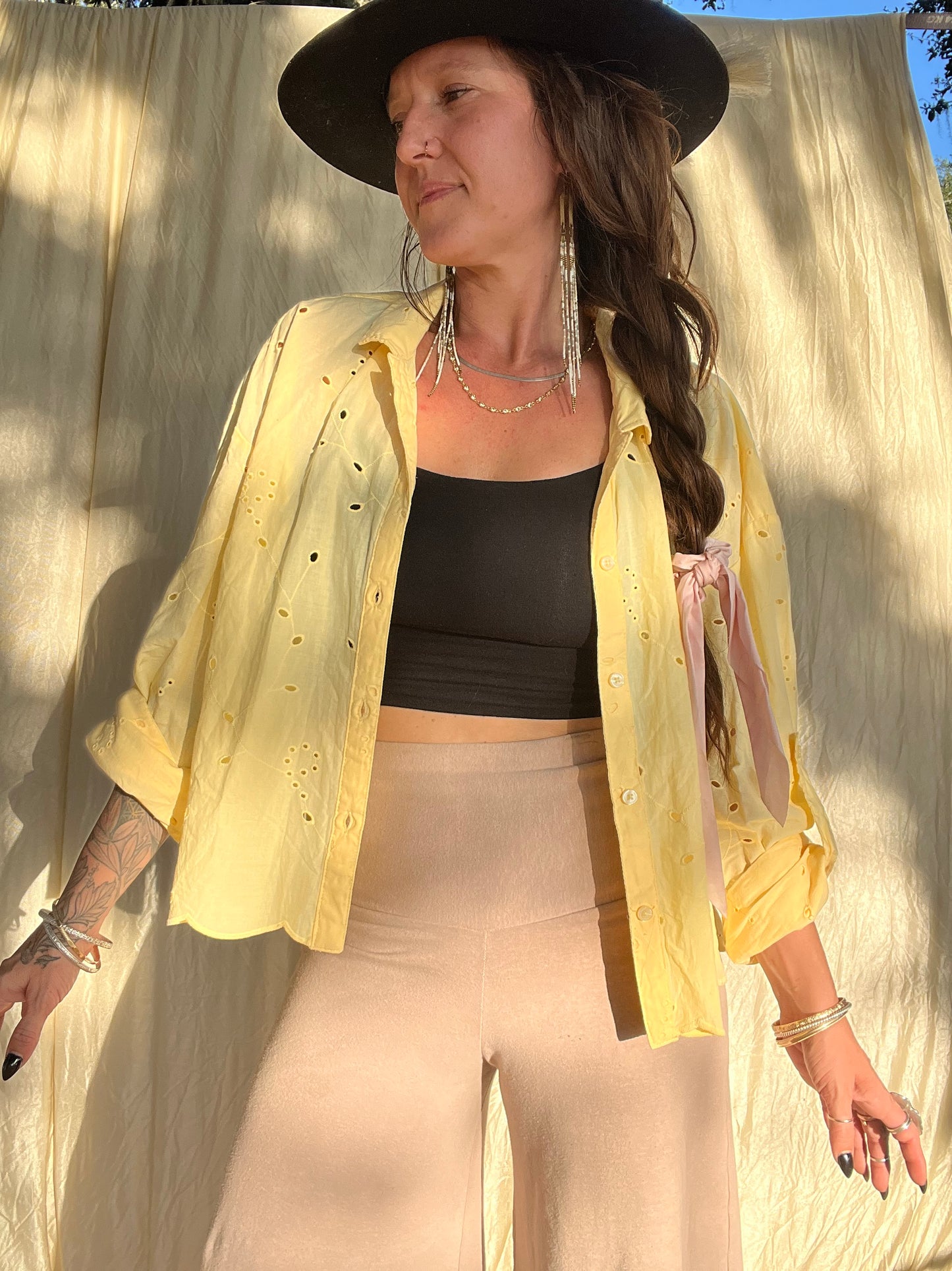 ✧ Eyelet Button Down ✧ Natural Fibers