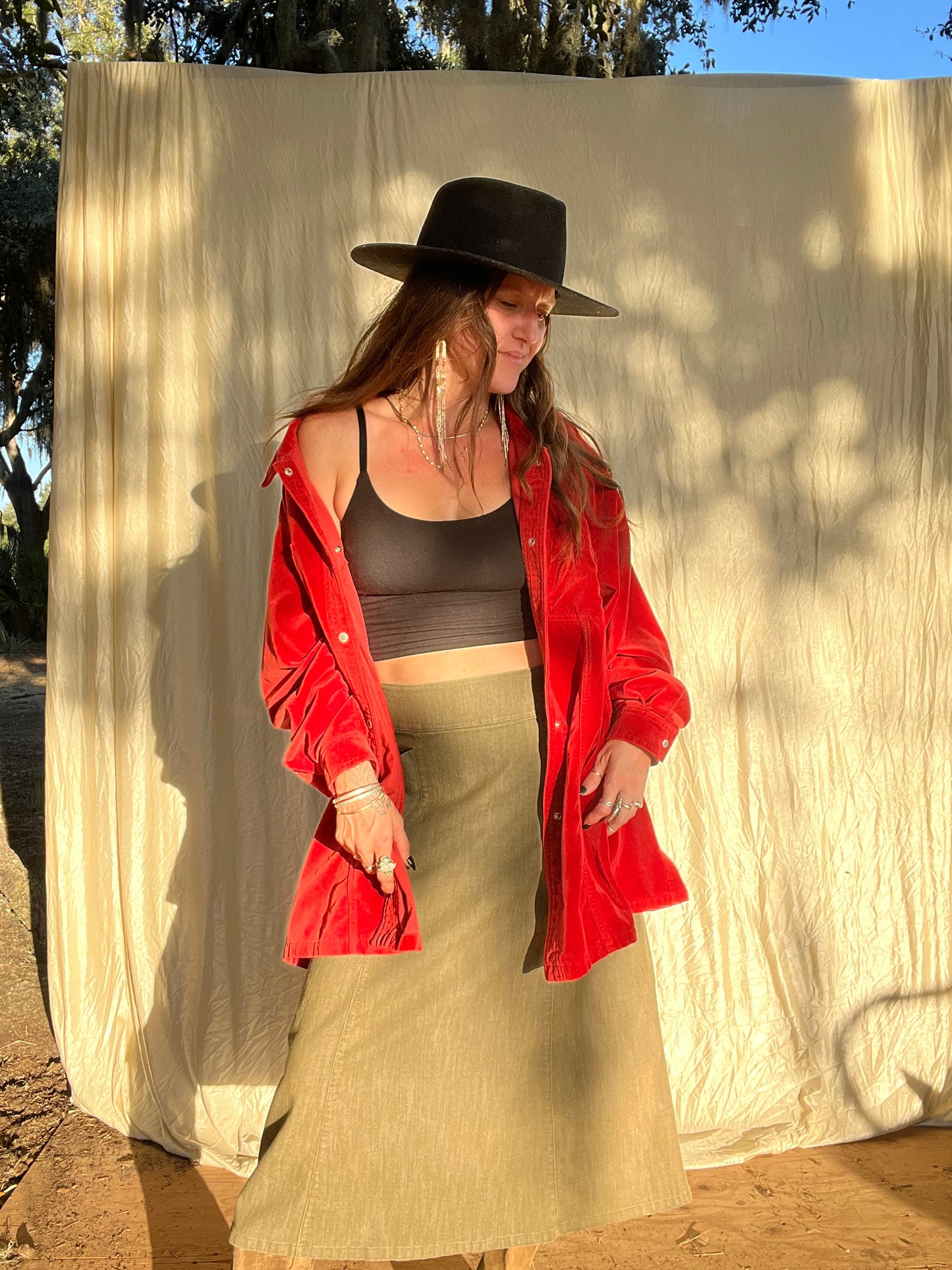 ✧ Oversize Velour Button Down ✧ Natural Fibers